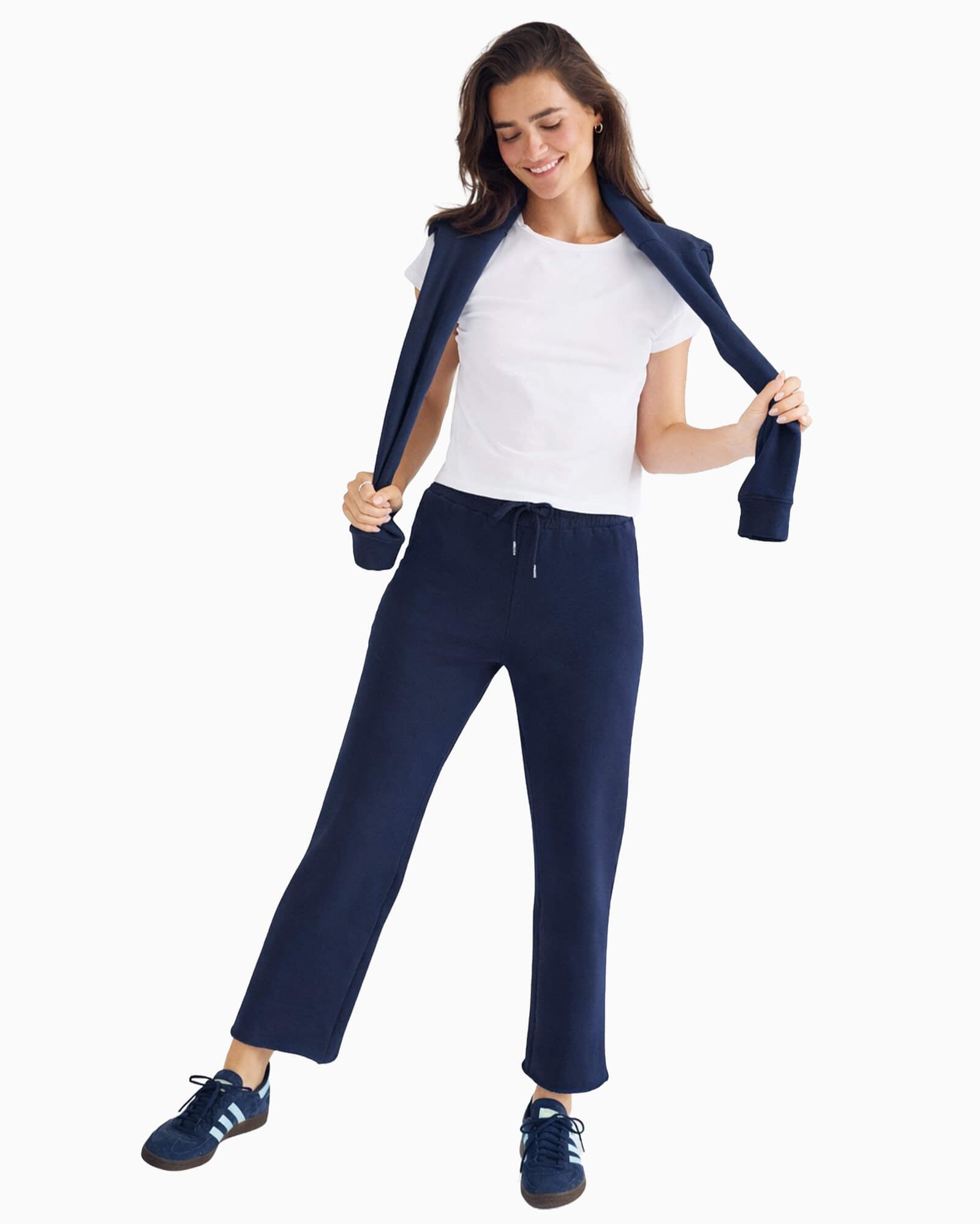 Jo Crop Thermal Sweatpant Navy - Purple Poppy