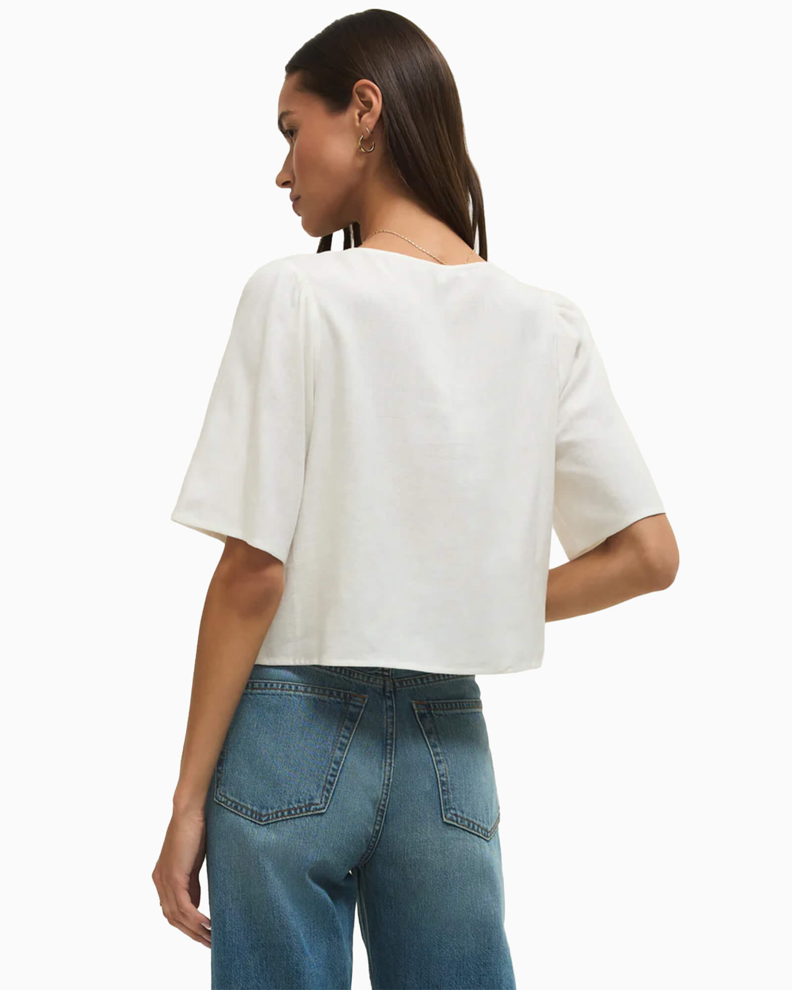 La Belle Linen Cropped Top - Purple Poppy