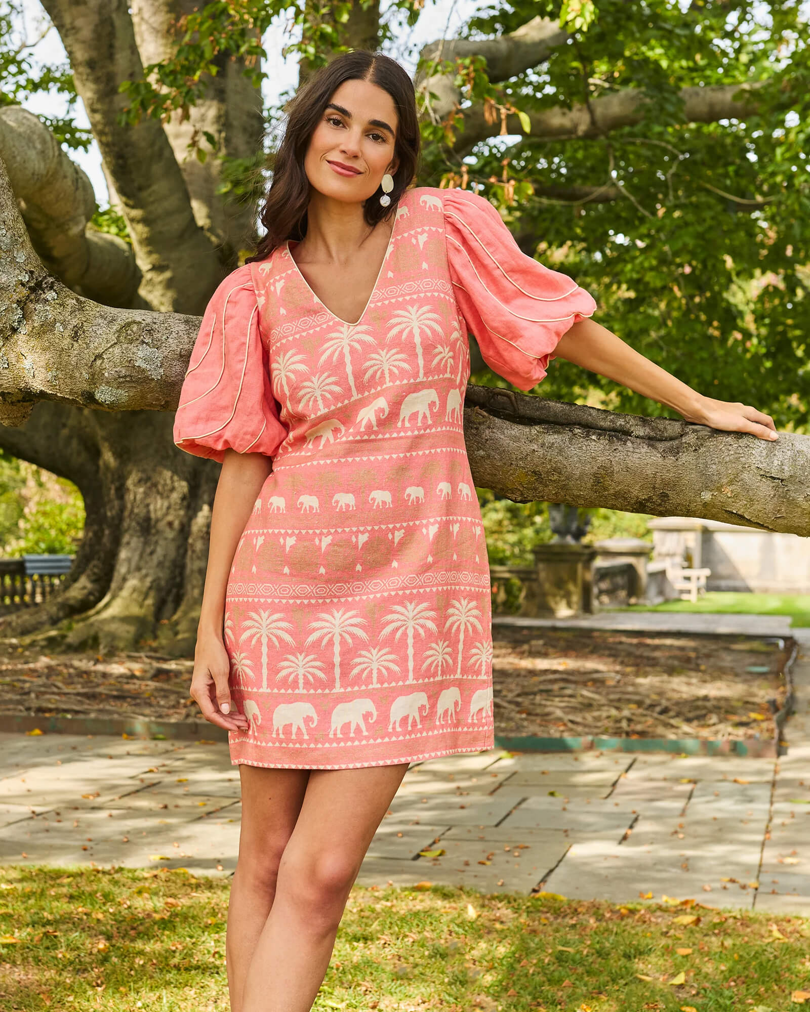 Lexi Linen Tropical Dress - Purple Poppy