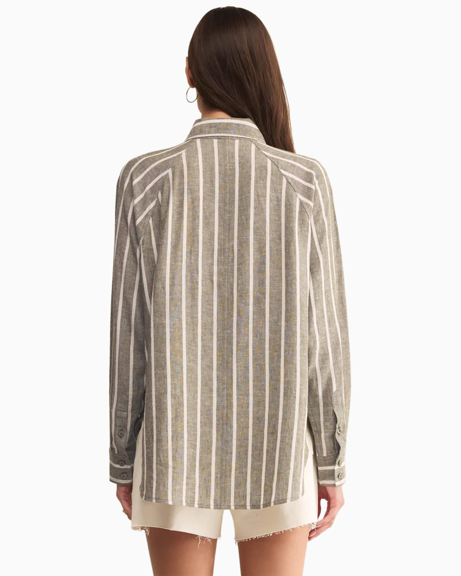 Perfect Linen Striped Top Fern
