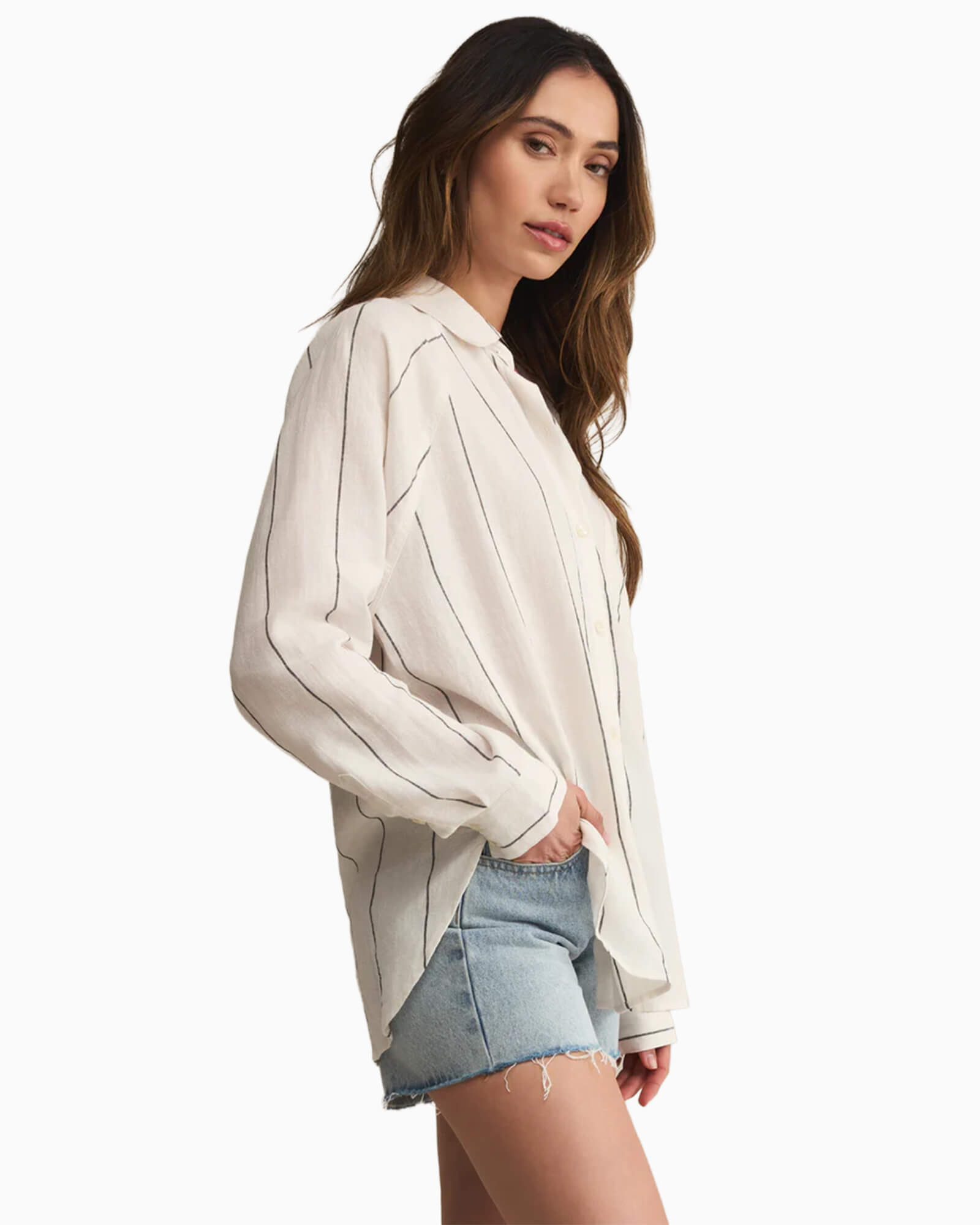 Perfect Linen Striped Top White