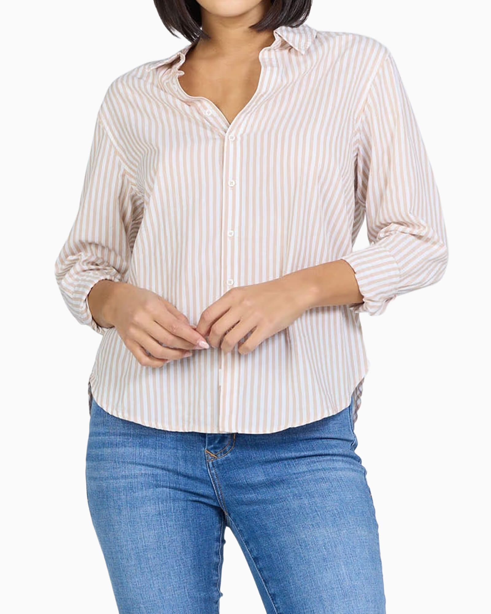 Lolita Shirt Taupe Stripe