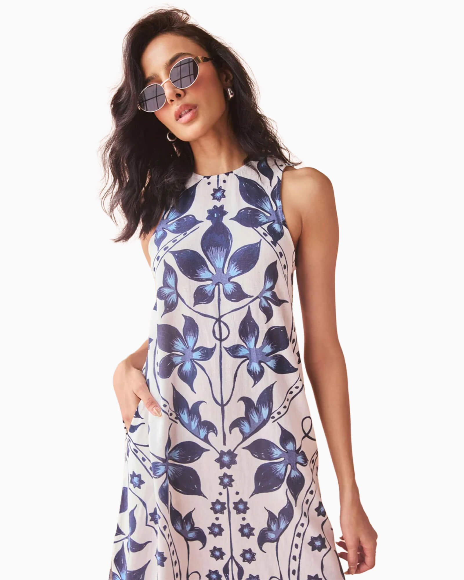 Maggie Midi Dress Ceci Bluestone - Purple Poppy