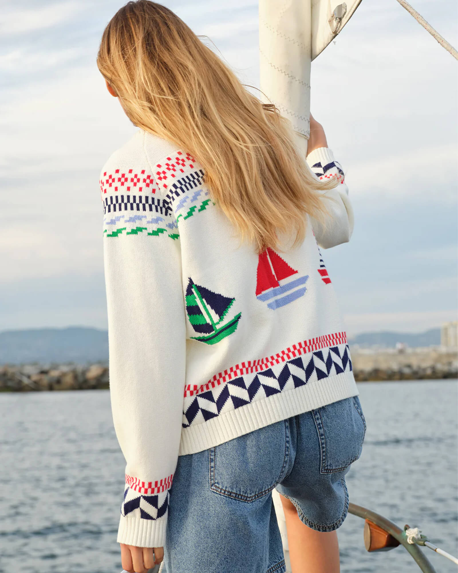 Marina Nautical Button Front Cardigan - Purple Poppy