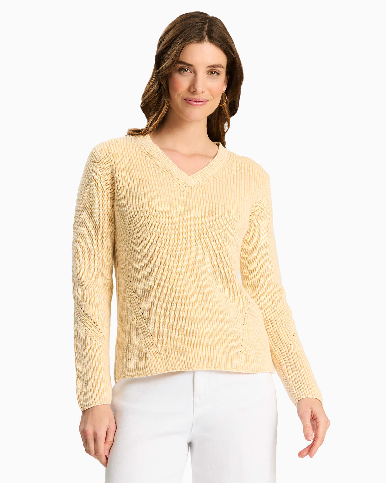 Mineral Wash V Neck Sweater Butter