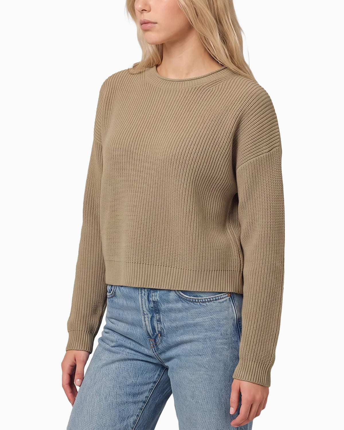 Daphne Cropped Cotton Pullover Mushroom