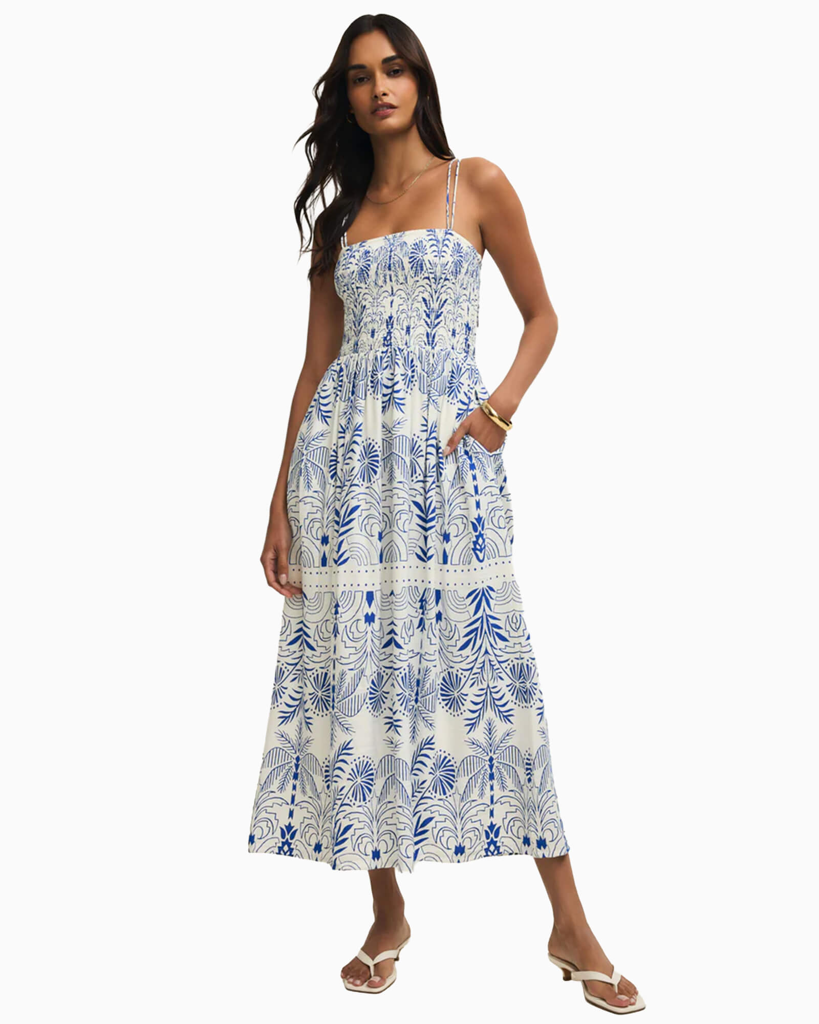 Nadine Airy Palm Maxi Dress