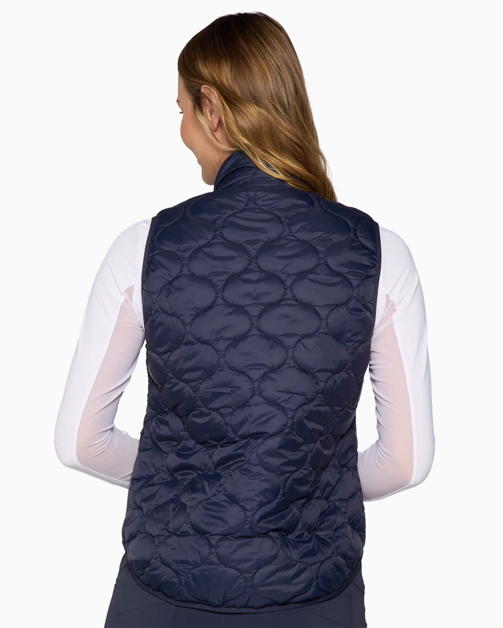 Women's 2-Way Zipper Puffer Vest Navy - Purple Poppy