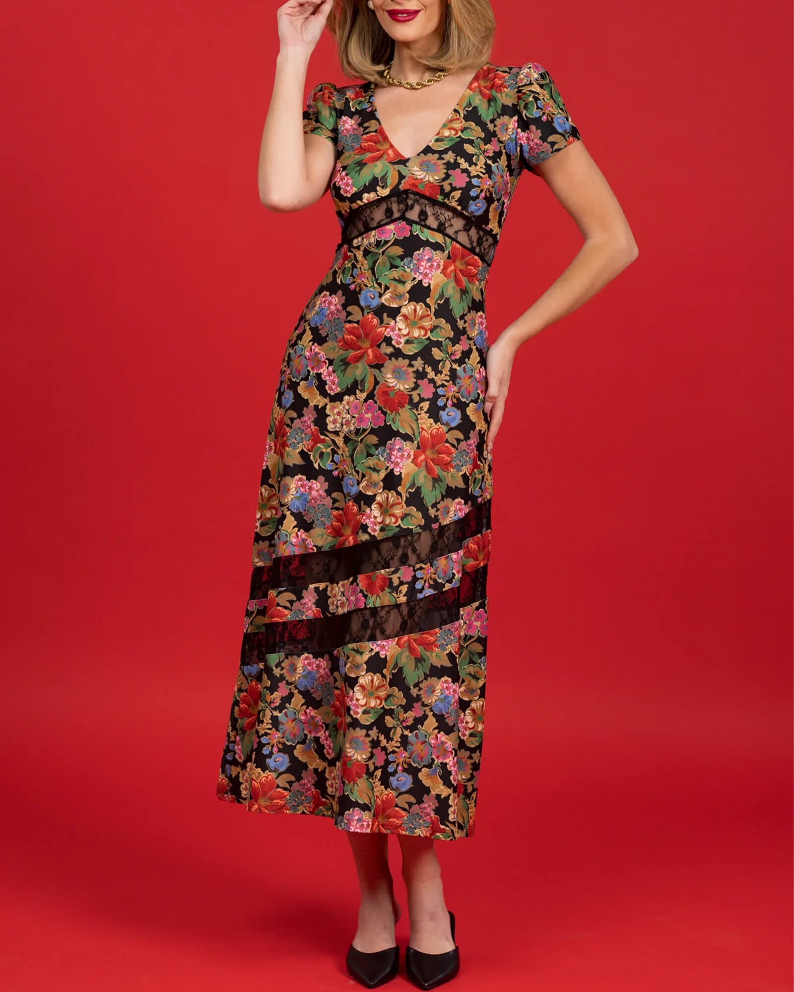 The Octavia Dress Midnight Petals