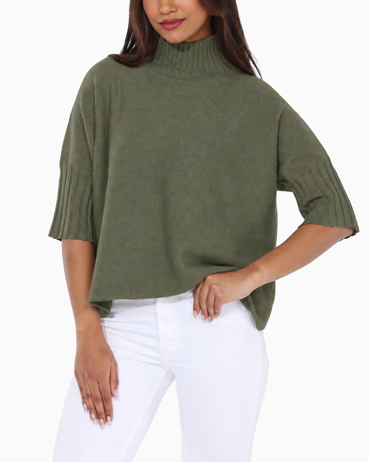 Mock Neck Swing Sweater Olive