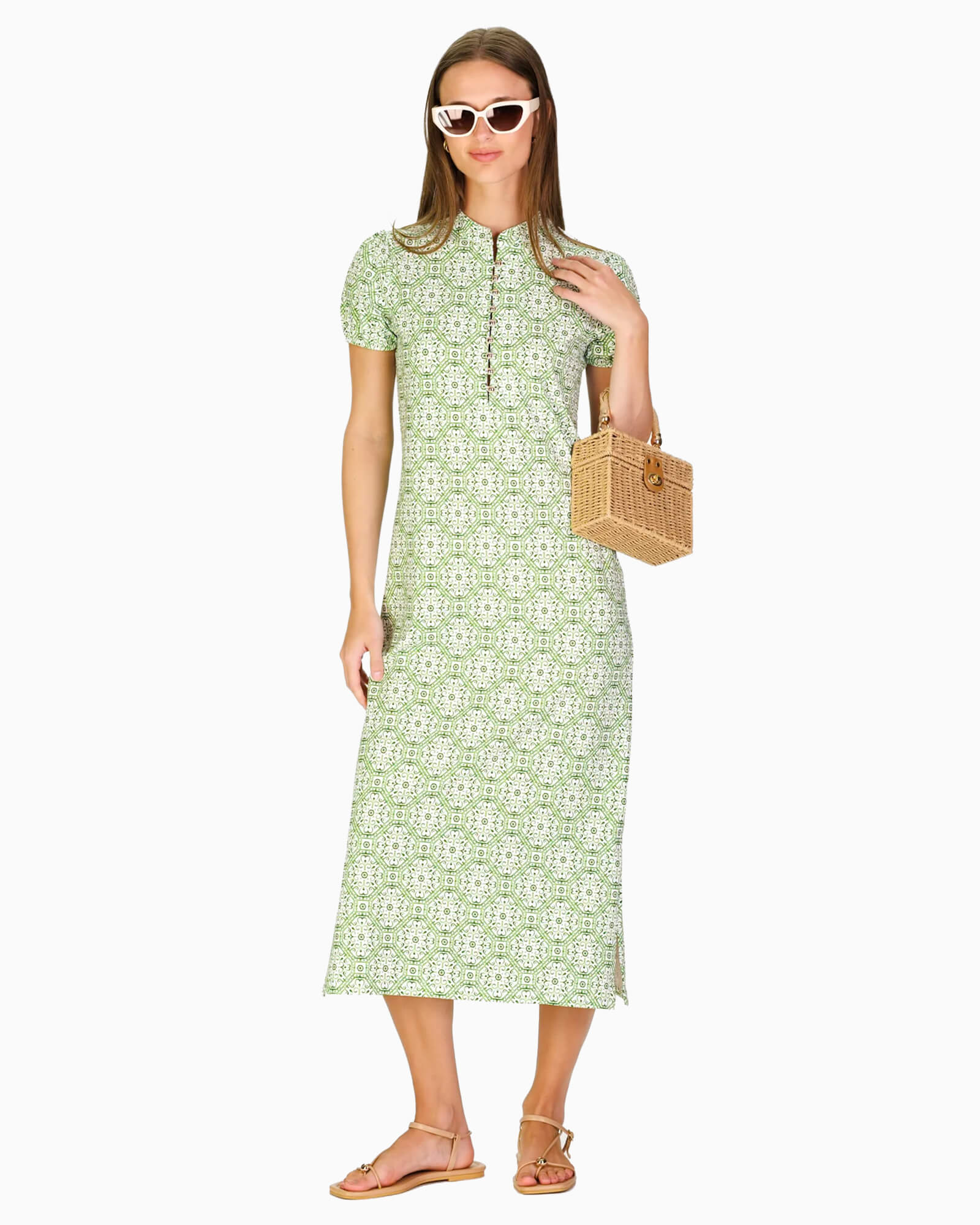 Ophelia Dress in Ivy Courtyard - Purple Poppy