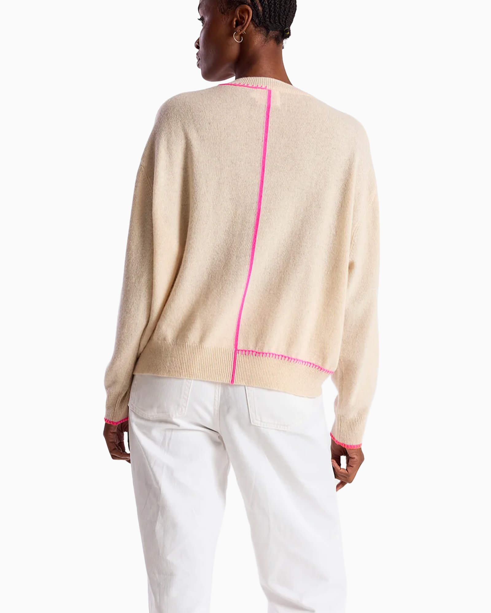 Palm Pocket V Neck Cashmere Jumper - Purple Poppy