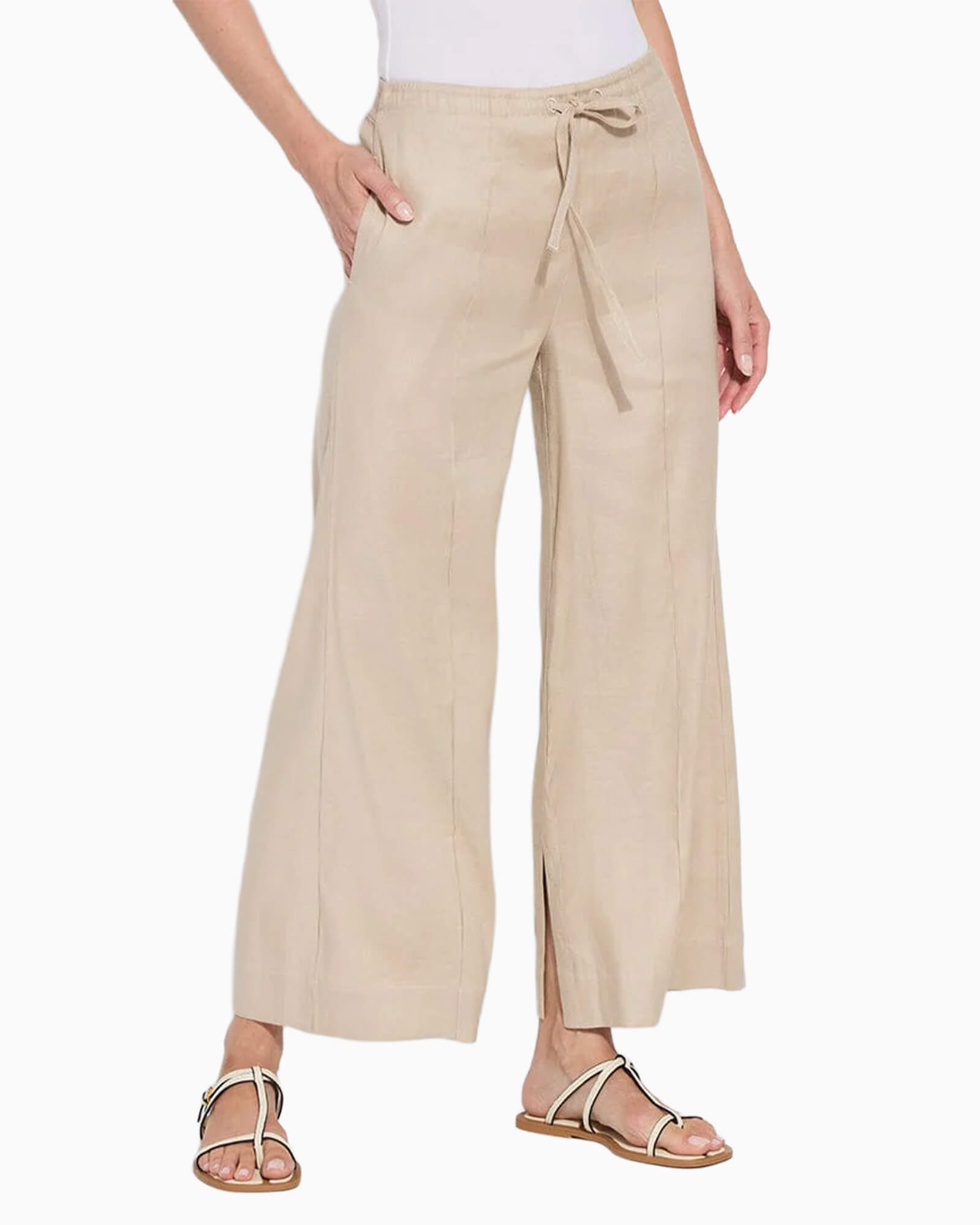 Nixie Drawstring Linen Wide Leg Pant