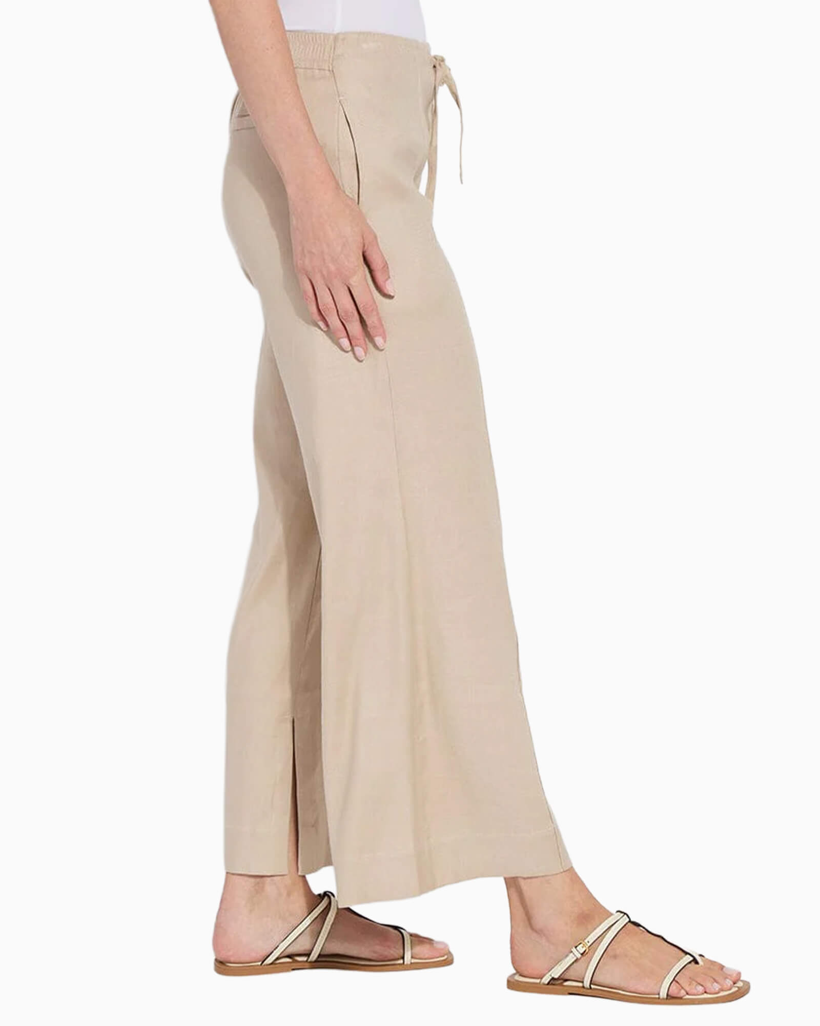 Nixie Drawstring Linen Wide Leg Pant