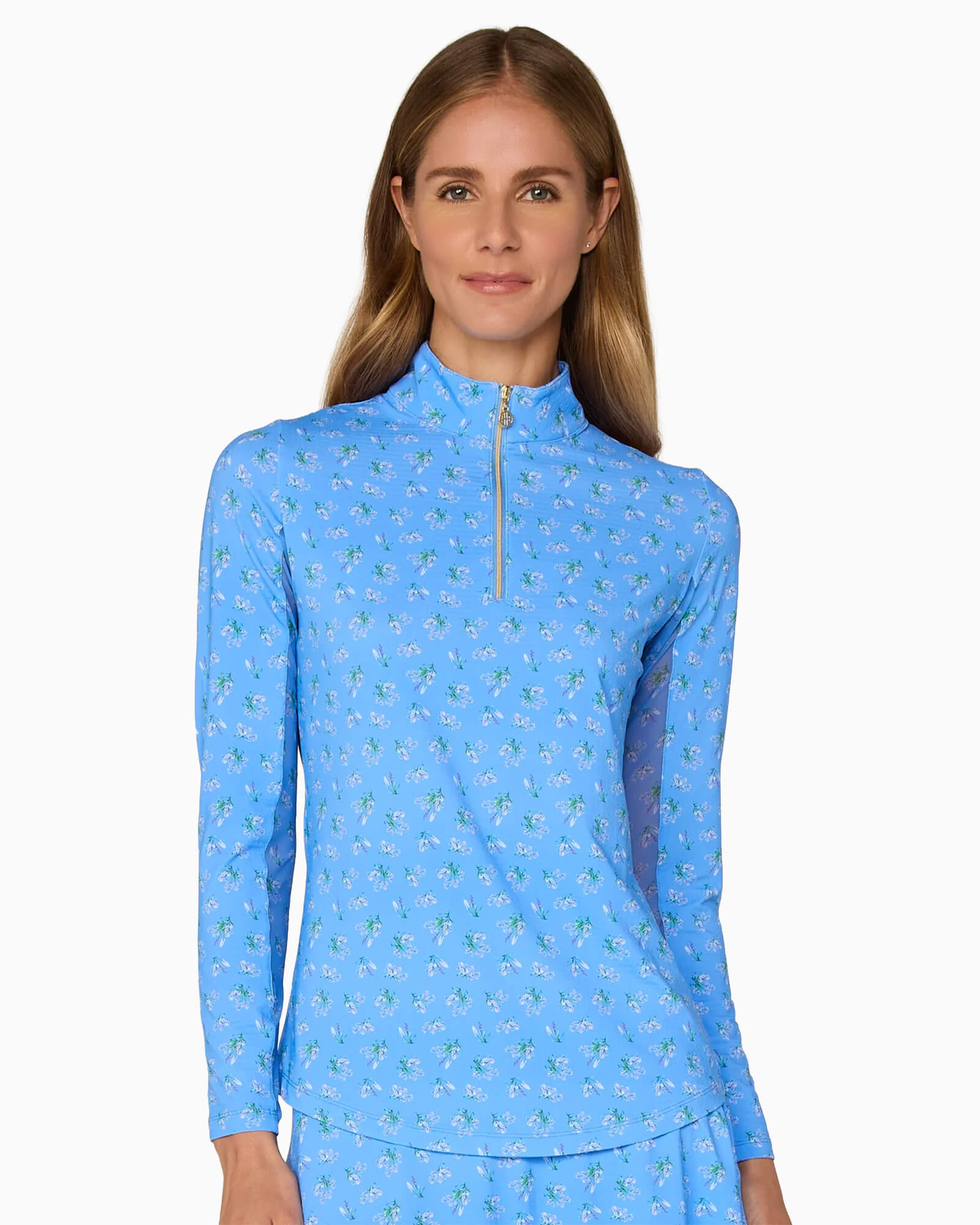 Quarter Zip Sun Protection Top Peri Bouquet