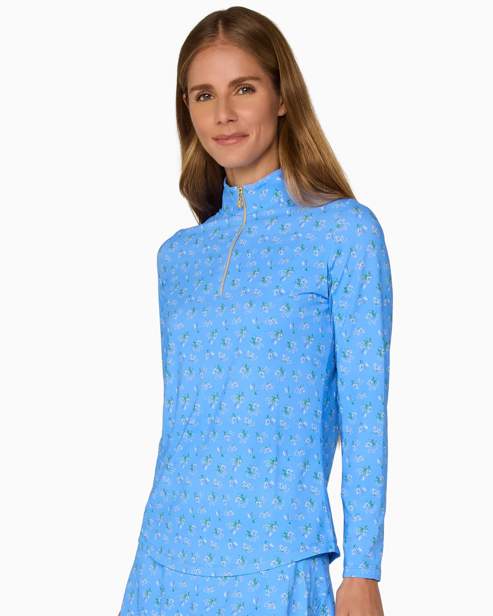 Quarter Zip Sun Protection Top Peri Bouquet