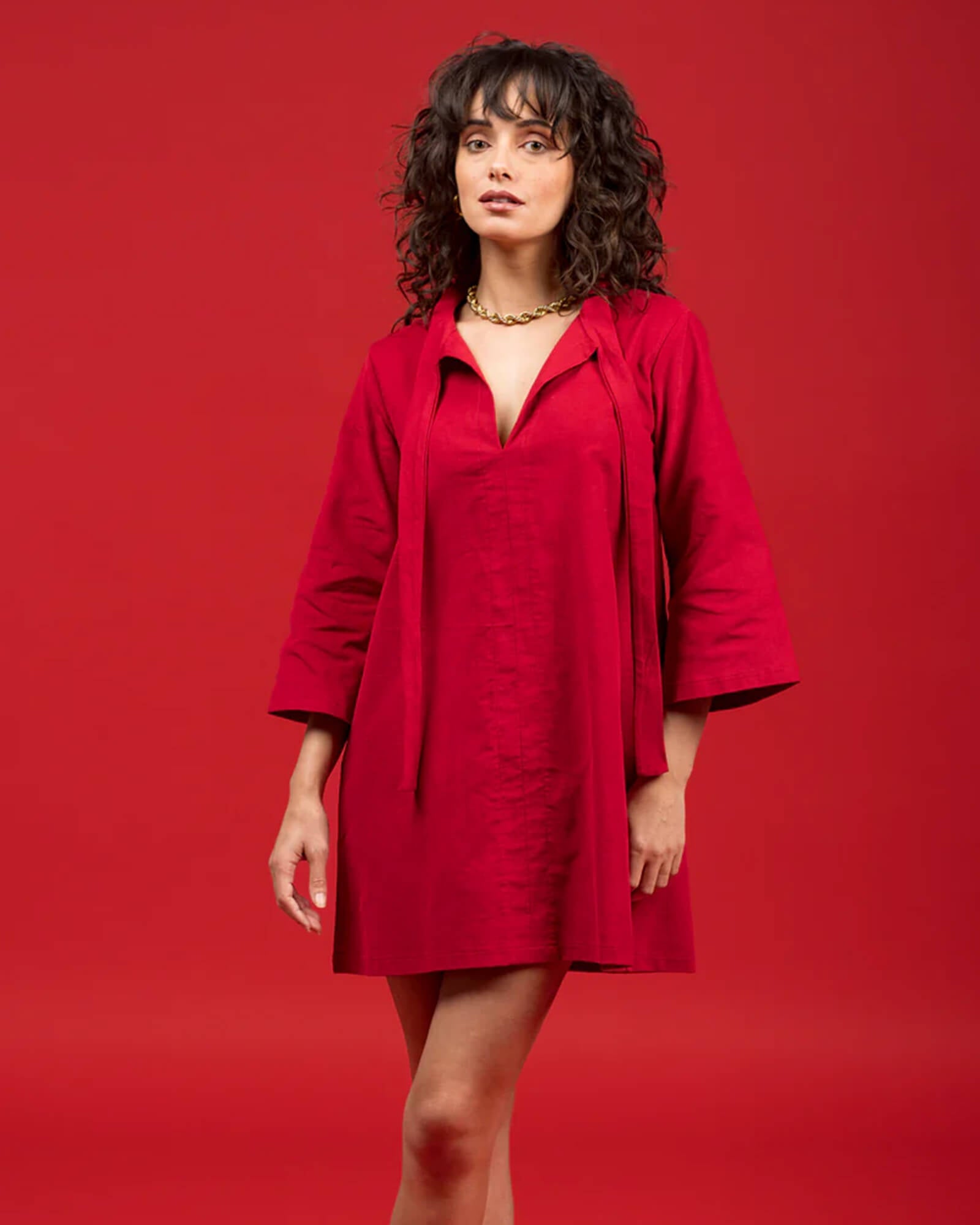 The Phoebe Corduroy Dress Red