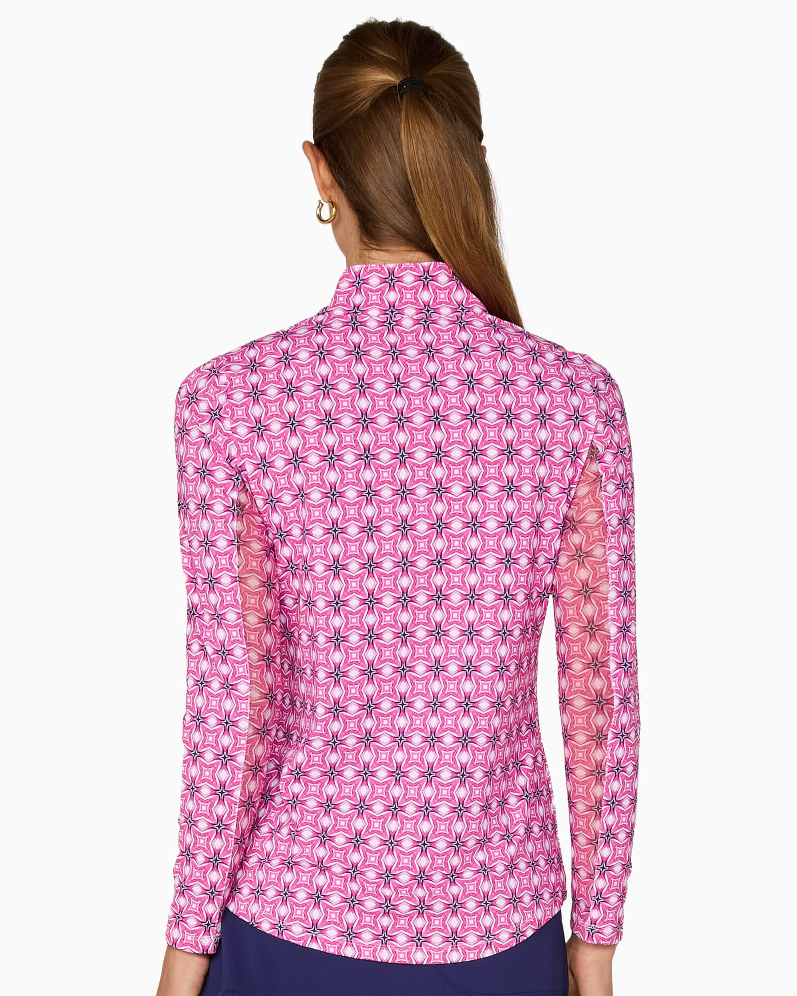 Quarter Zip Sun Protection Top Pink Petite Tile