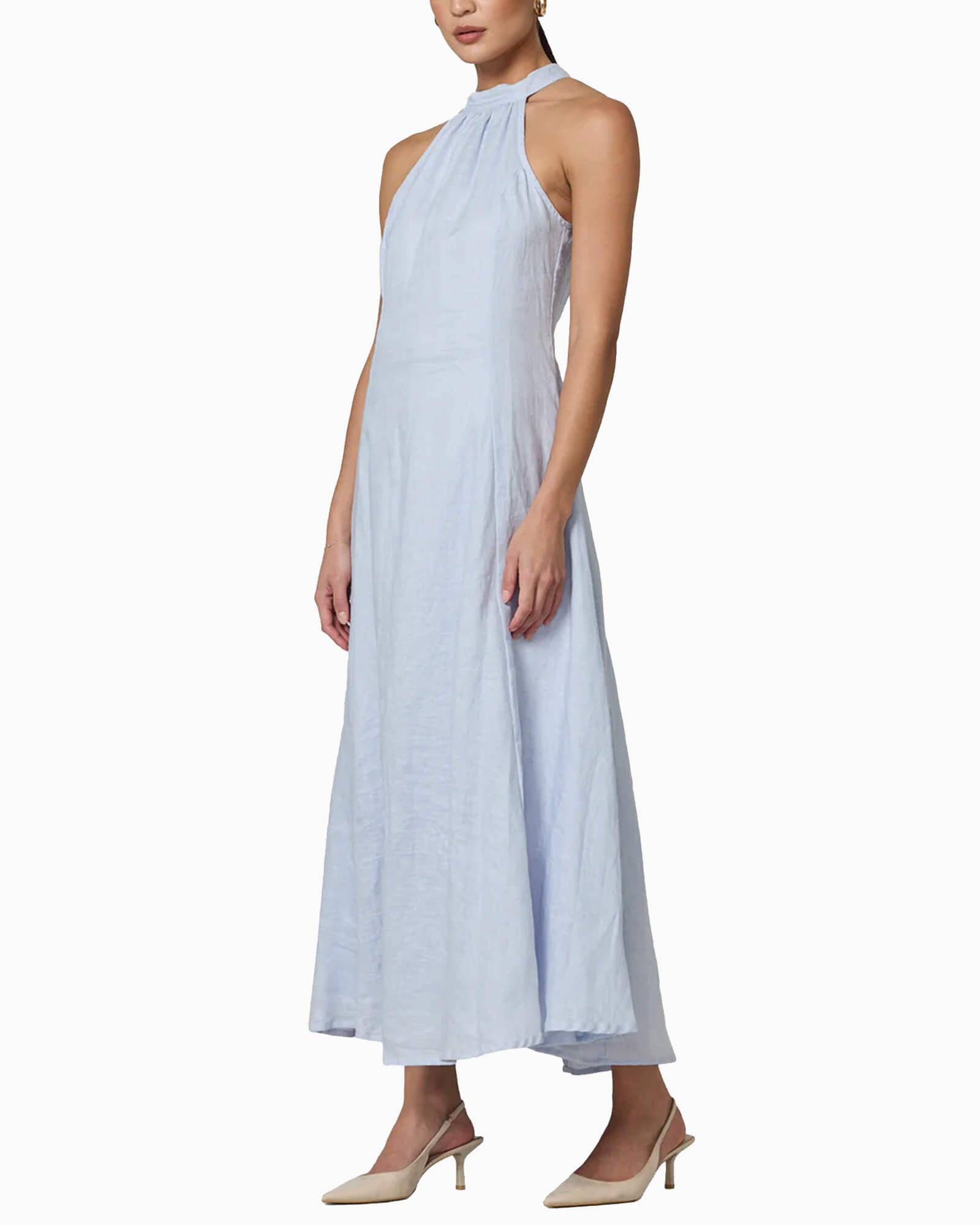Piper Linen Maxi Dress Misty Blue - Purple Poppy