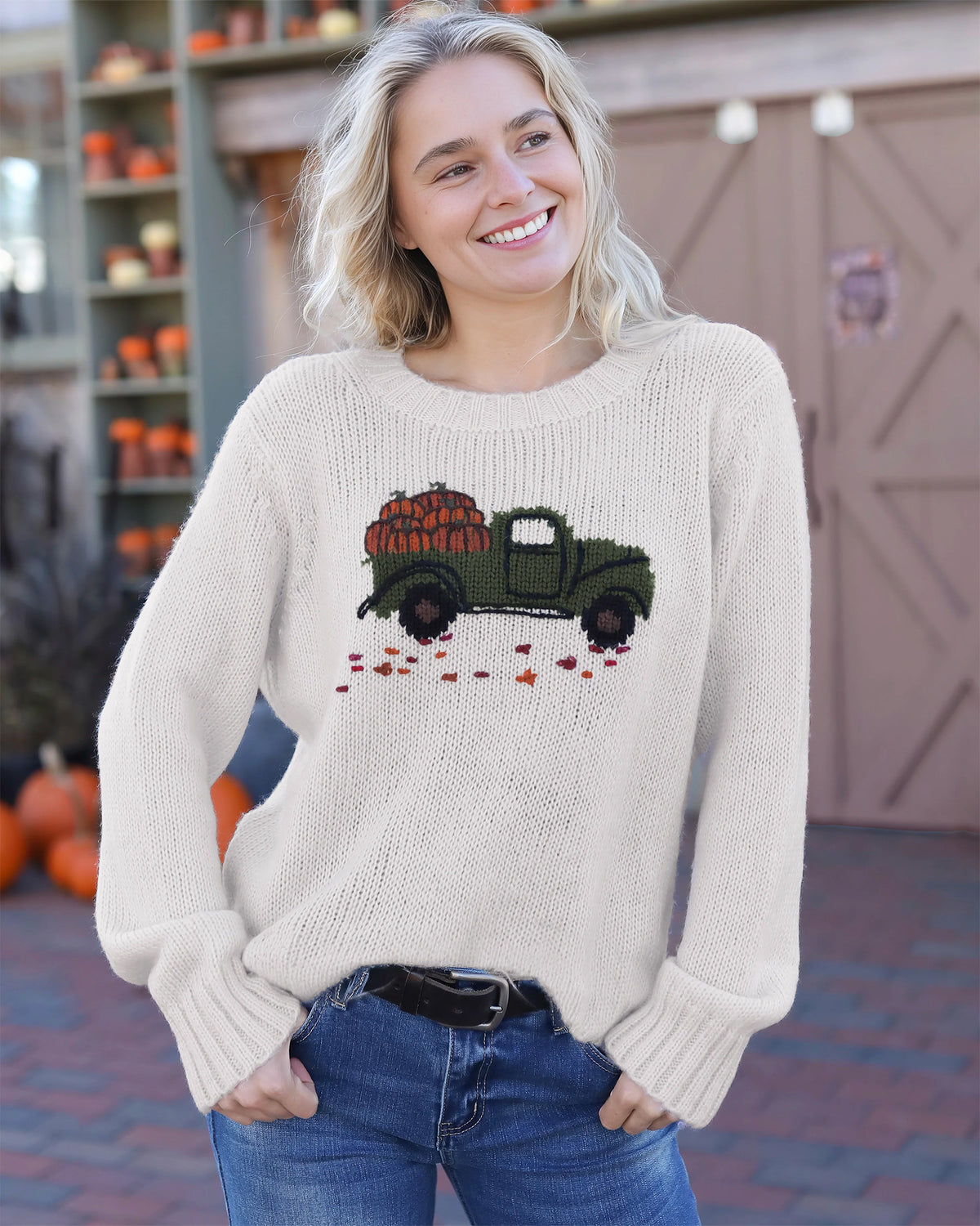 Pumpkin Truck Crew Neck Sweater