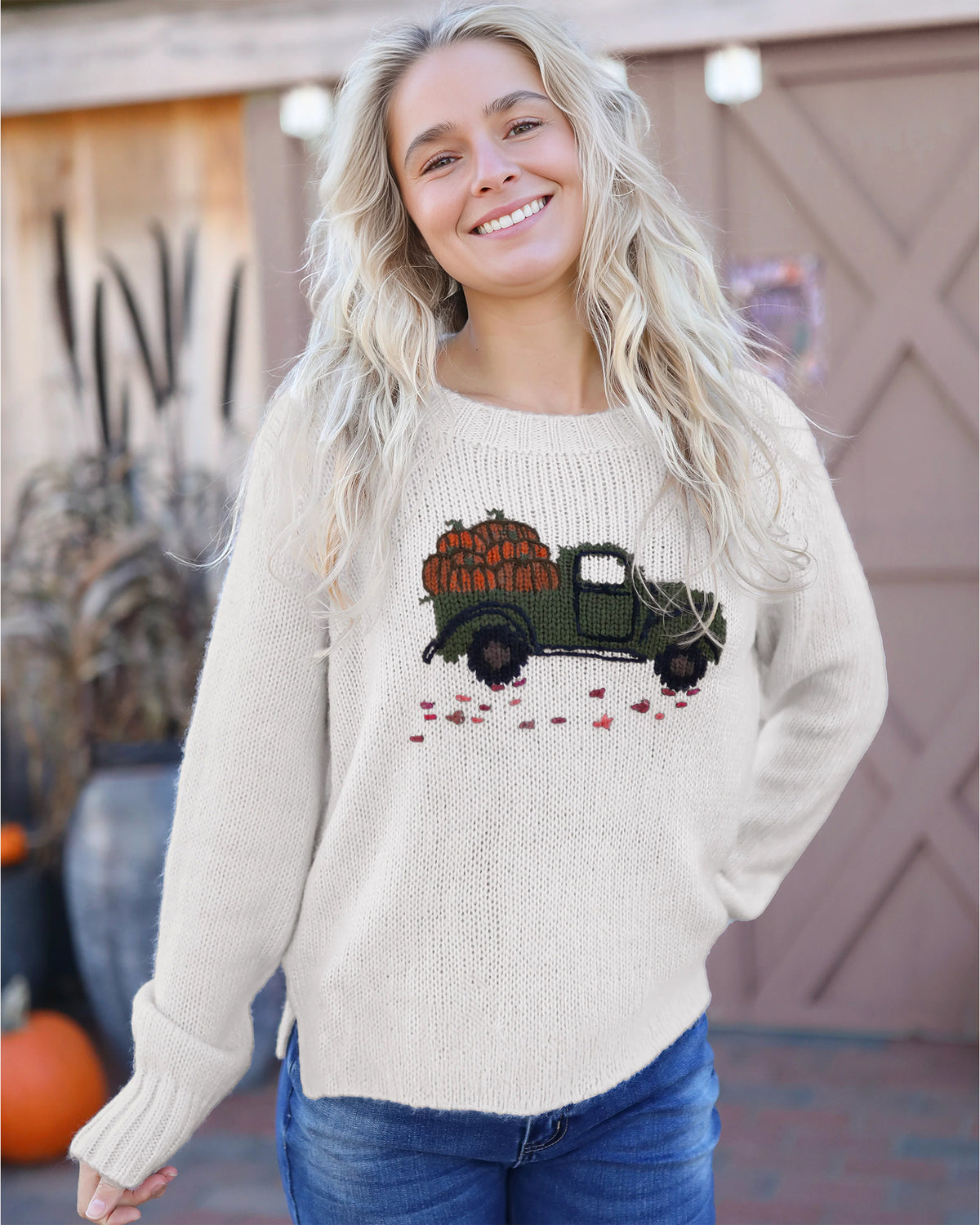 Pumpkin Truck Crew Neck Sweater