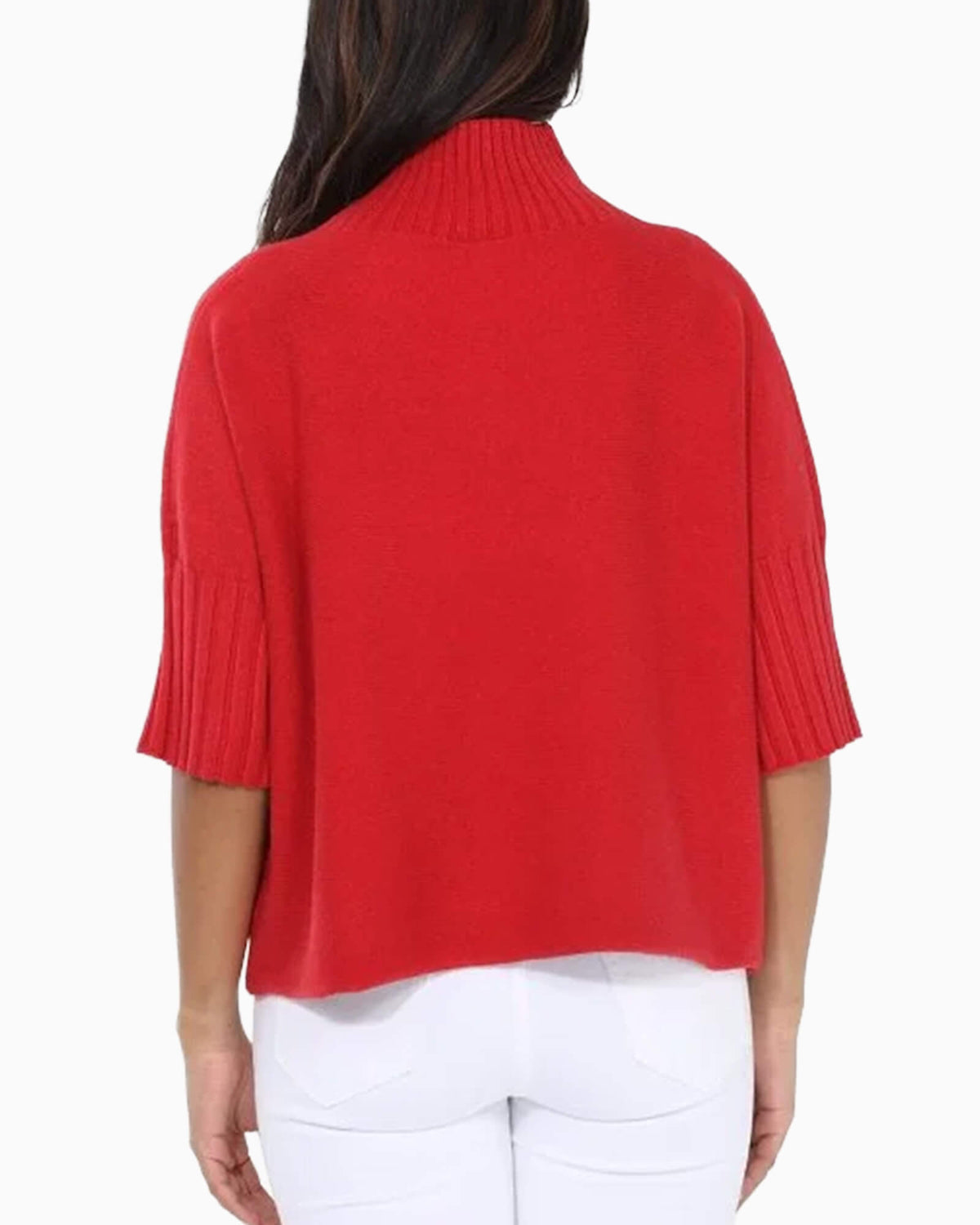 Mock Neck Swing Sweater Red
