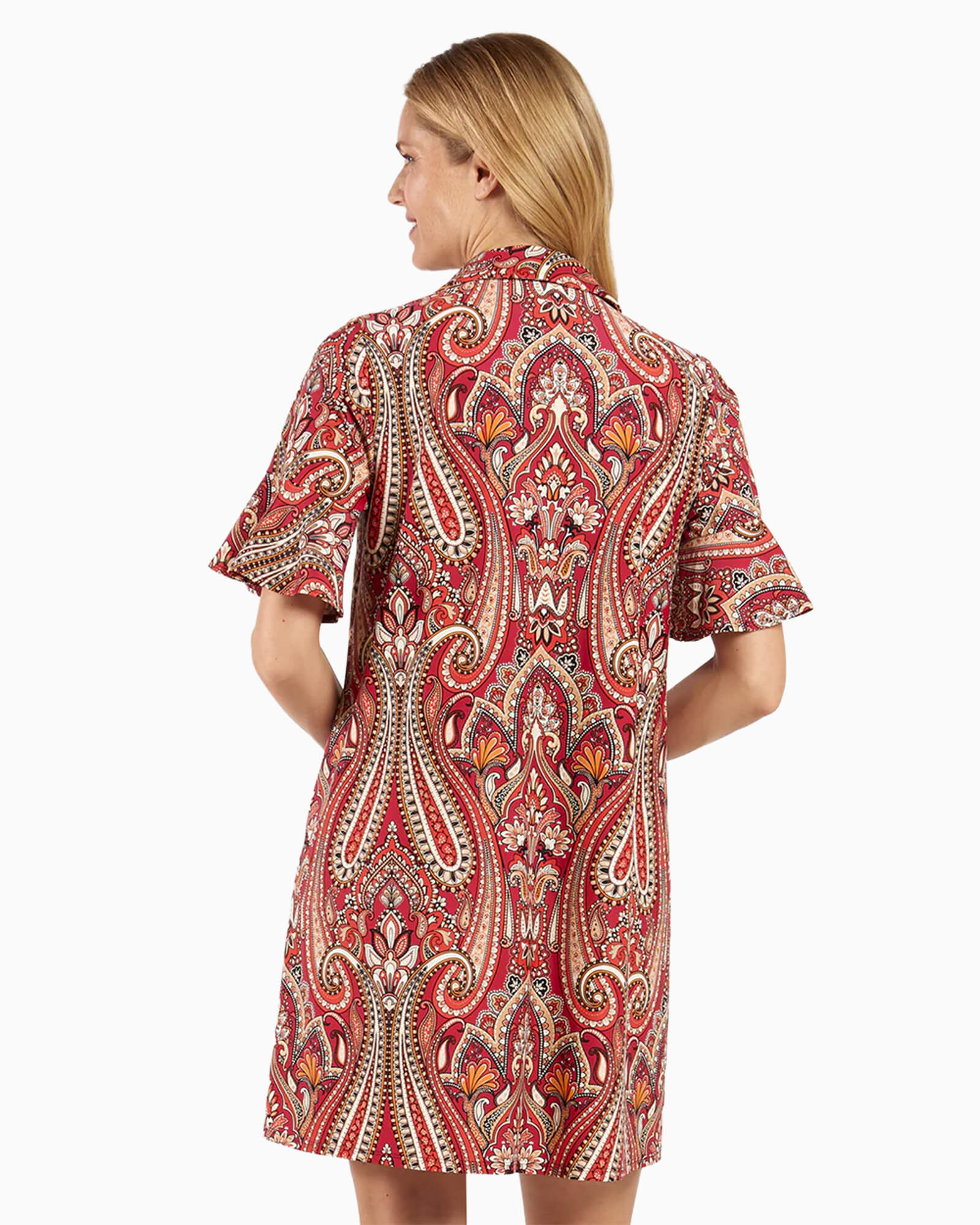 Regina Dress Italian Paisley Claret