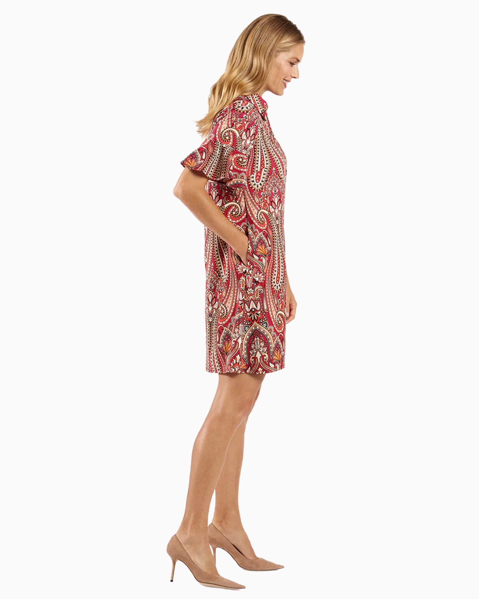 Regina Dress Italian Paisley Claret