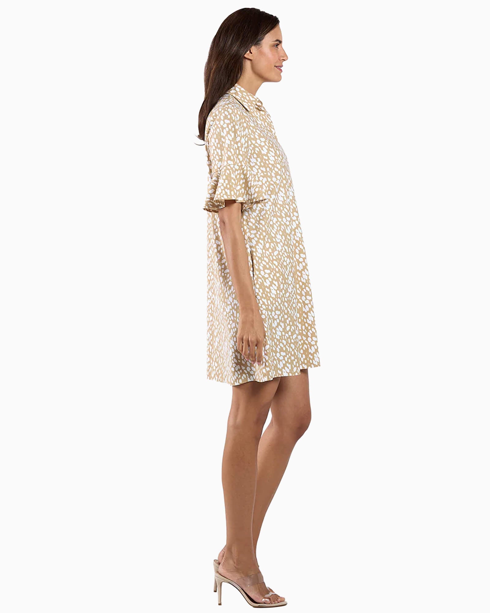 Regina Dress Antelope Sand - Purple Poppy