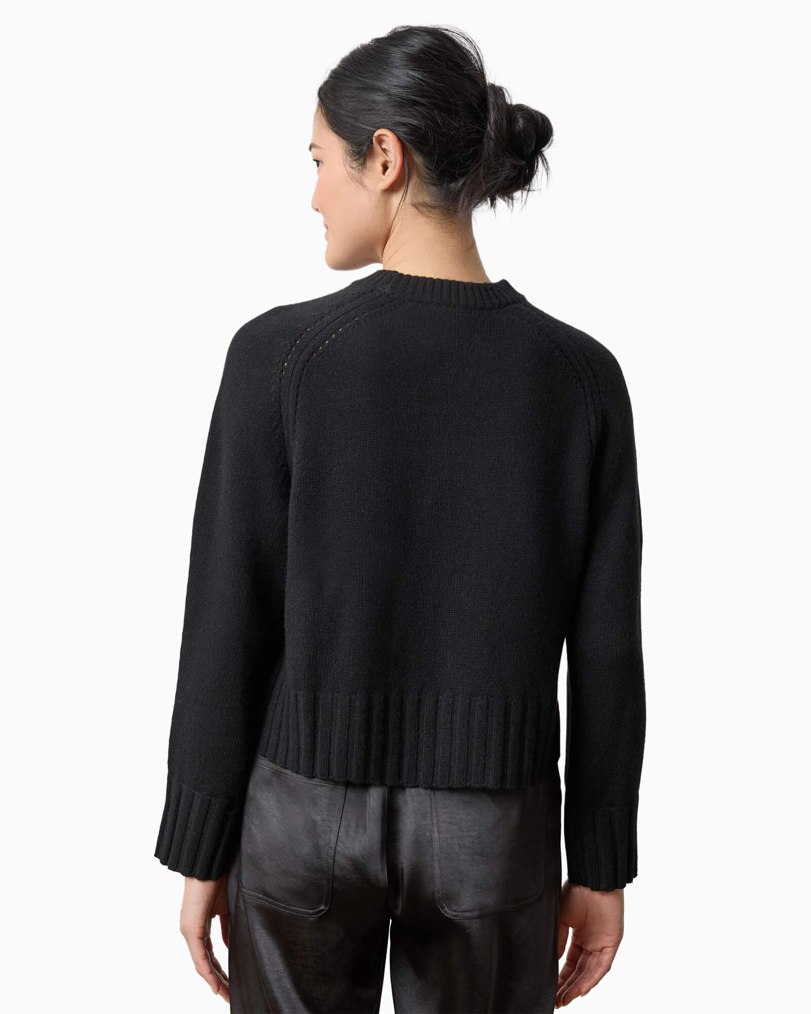 Saddle Sleeve Crewneck Sweater Black