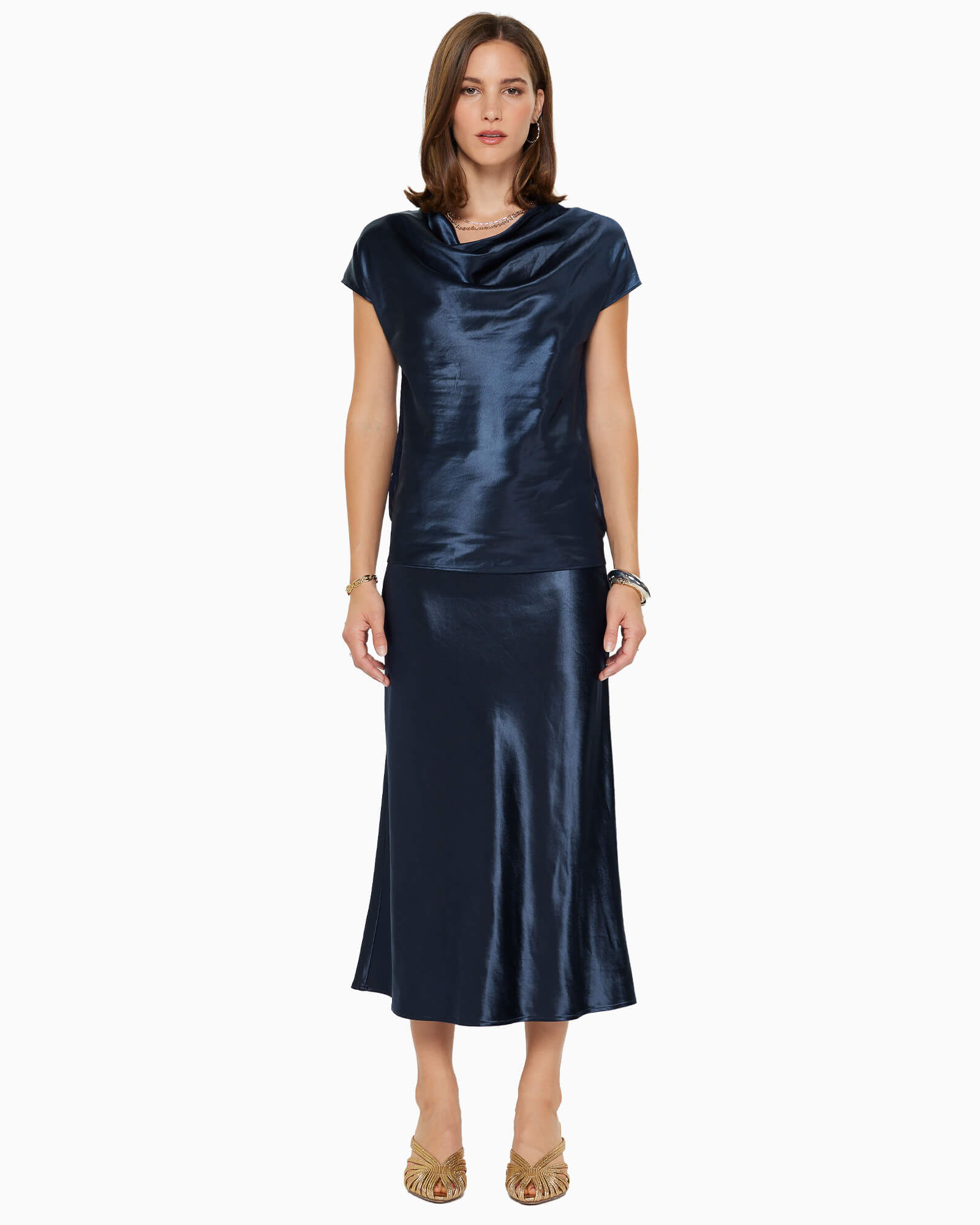 Satin Top Navy