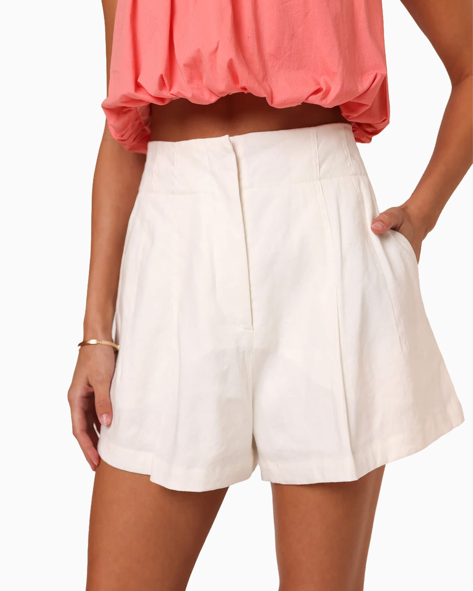 Pleated Short White