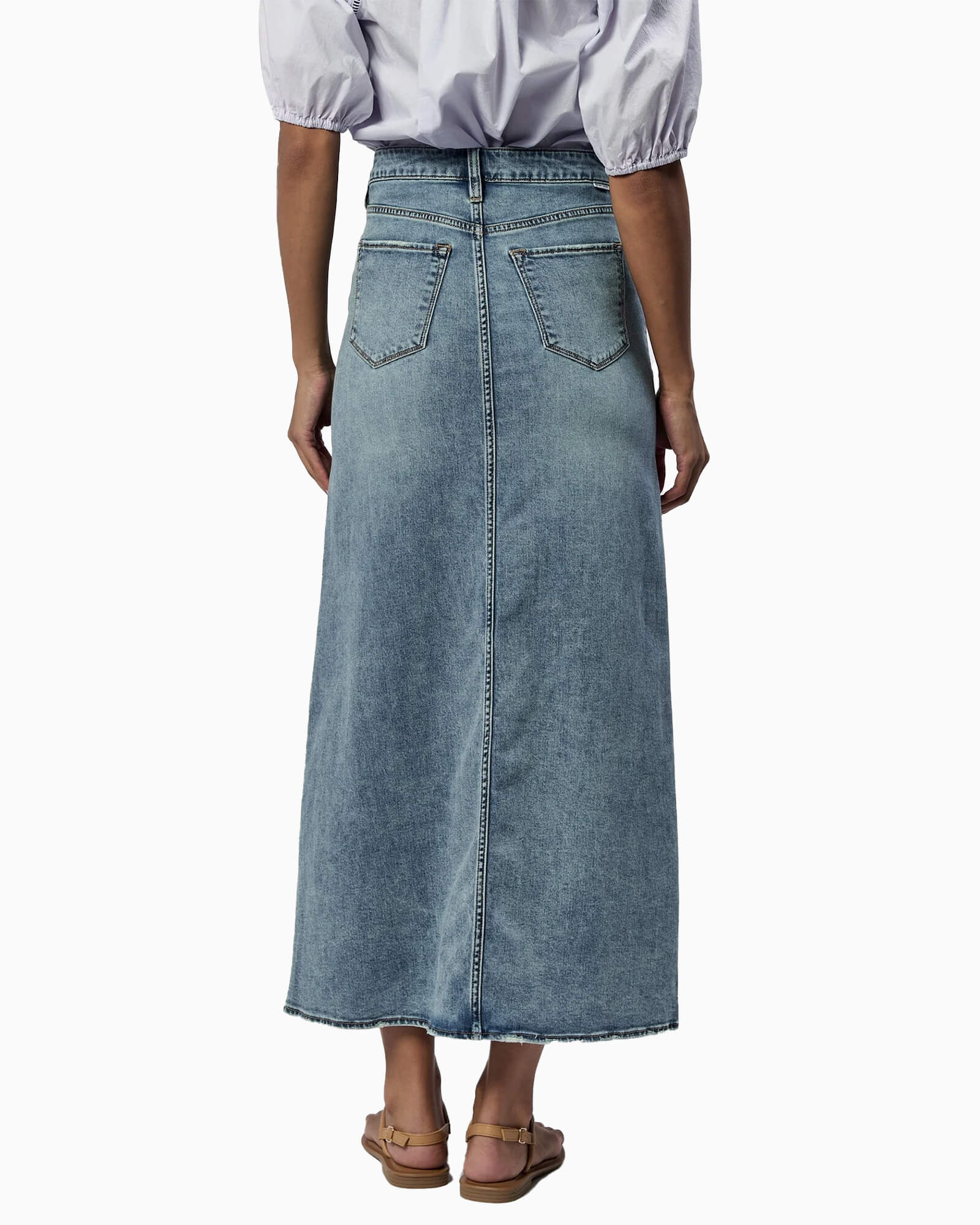 Vianna Clean Hem Front Slit Denim Skirt