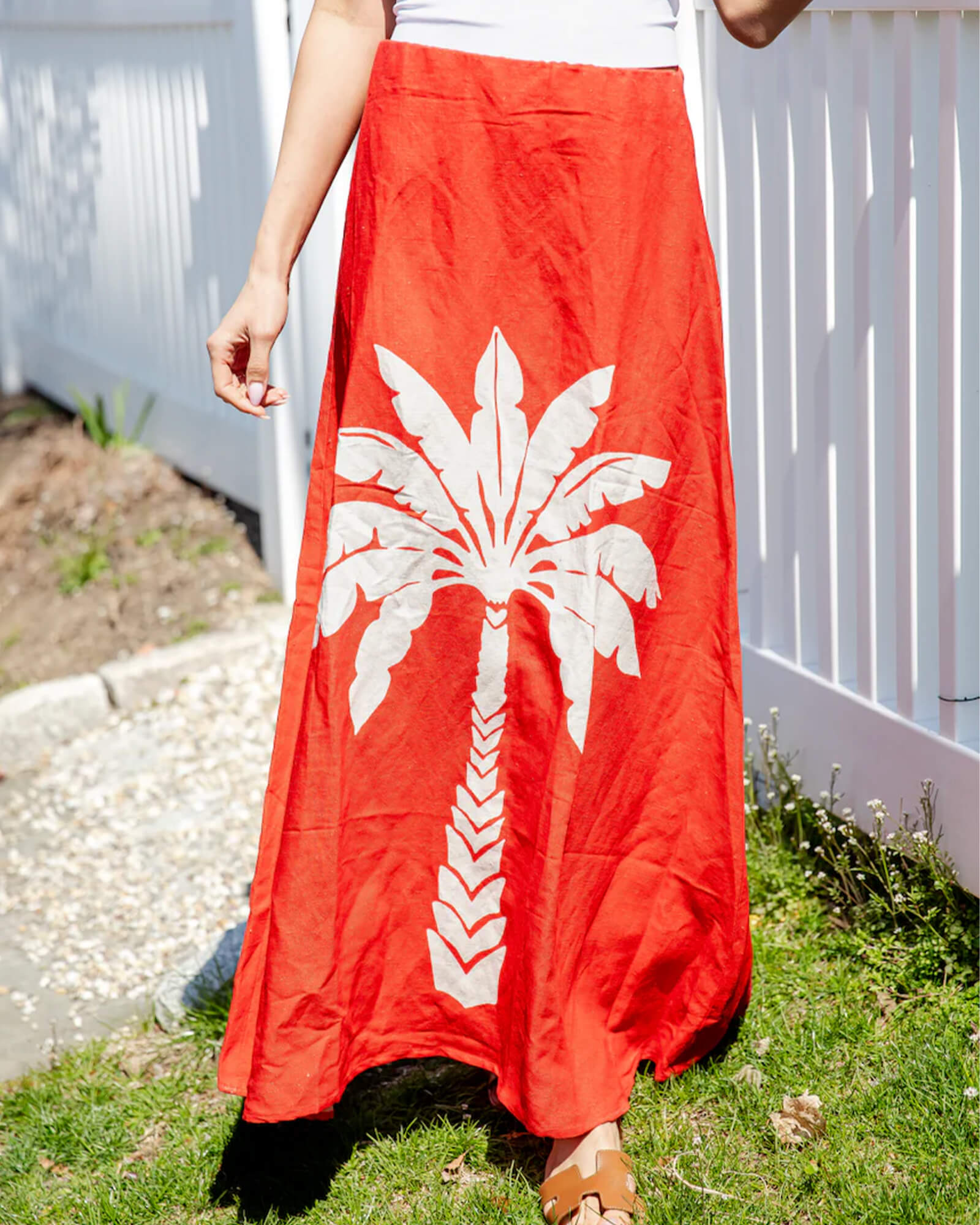 Red Palm Maxi Skirt
