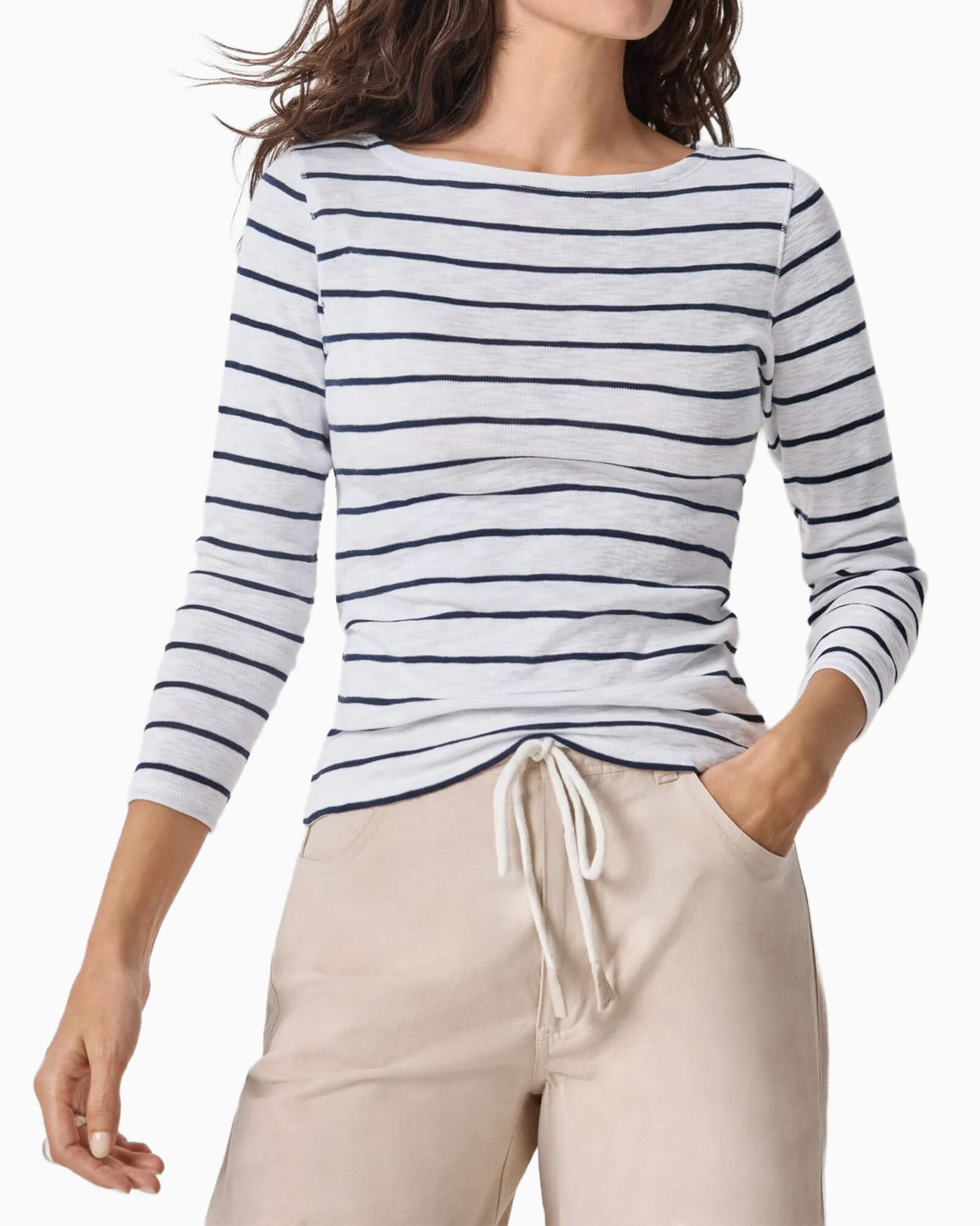 Striped Boatneck Tee Navy Stripe