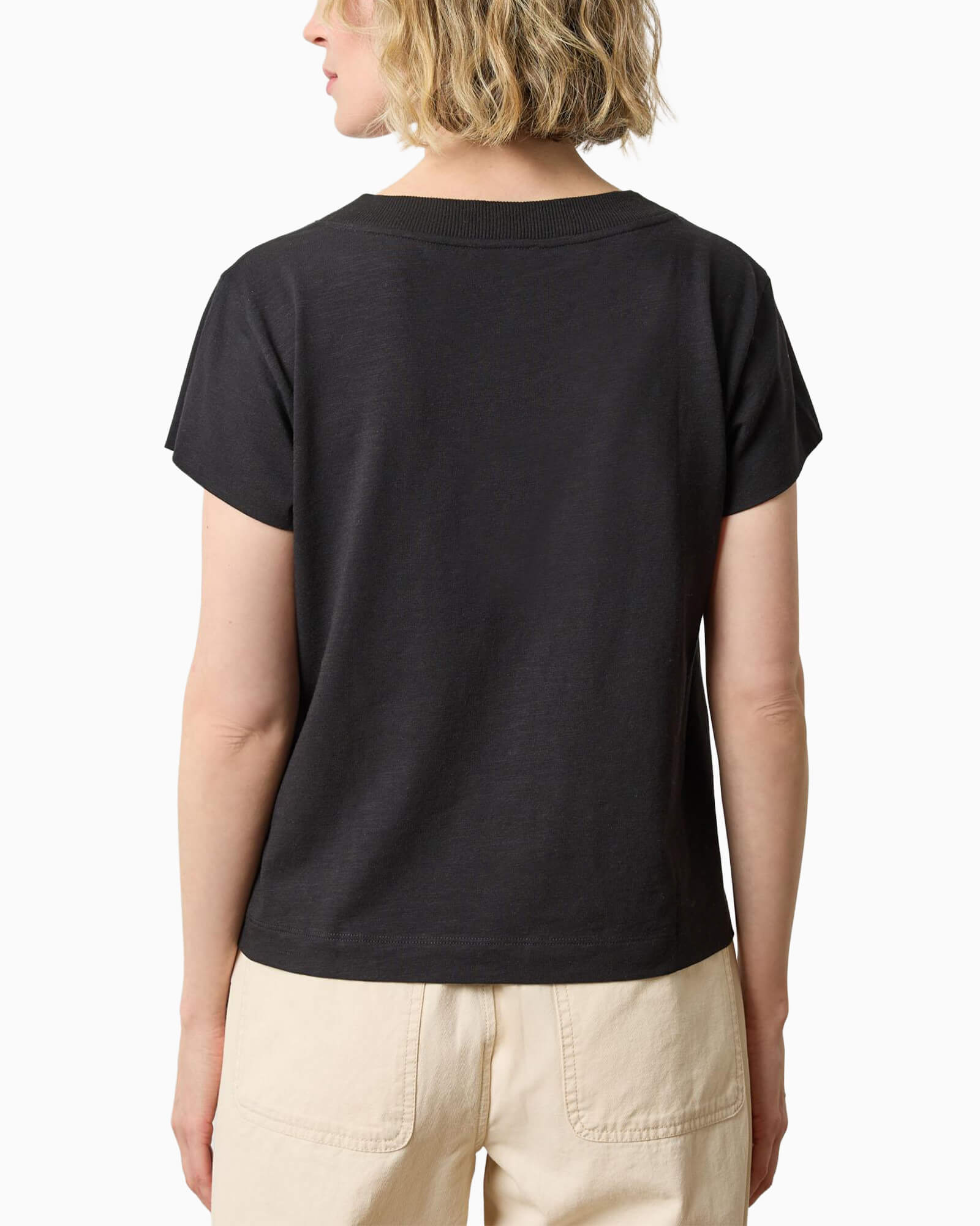 Relaxed Short Sleeve V-Neck Tee Black
