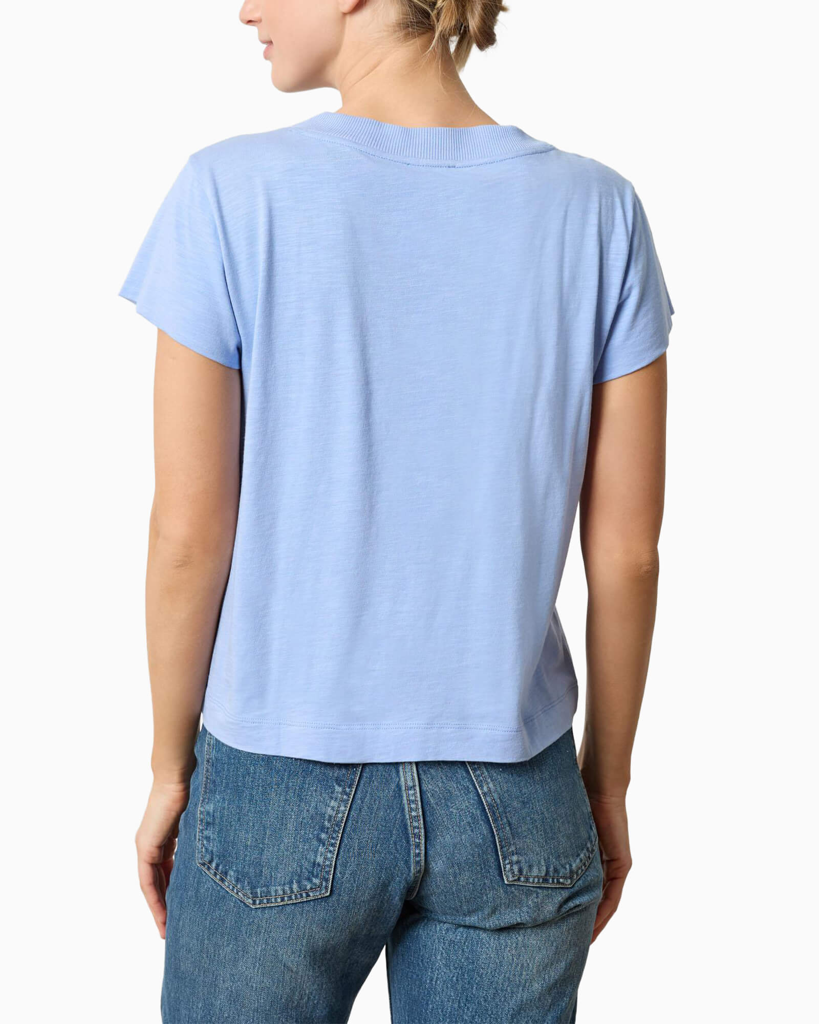 Relaxed Short Sleeve V-Neck Tee Wedgewood