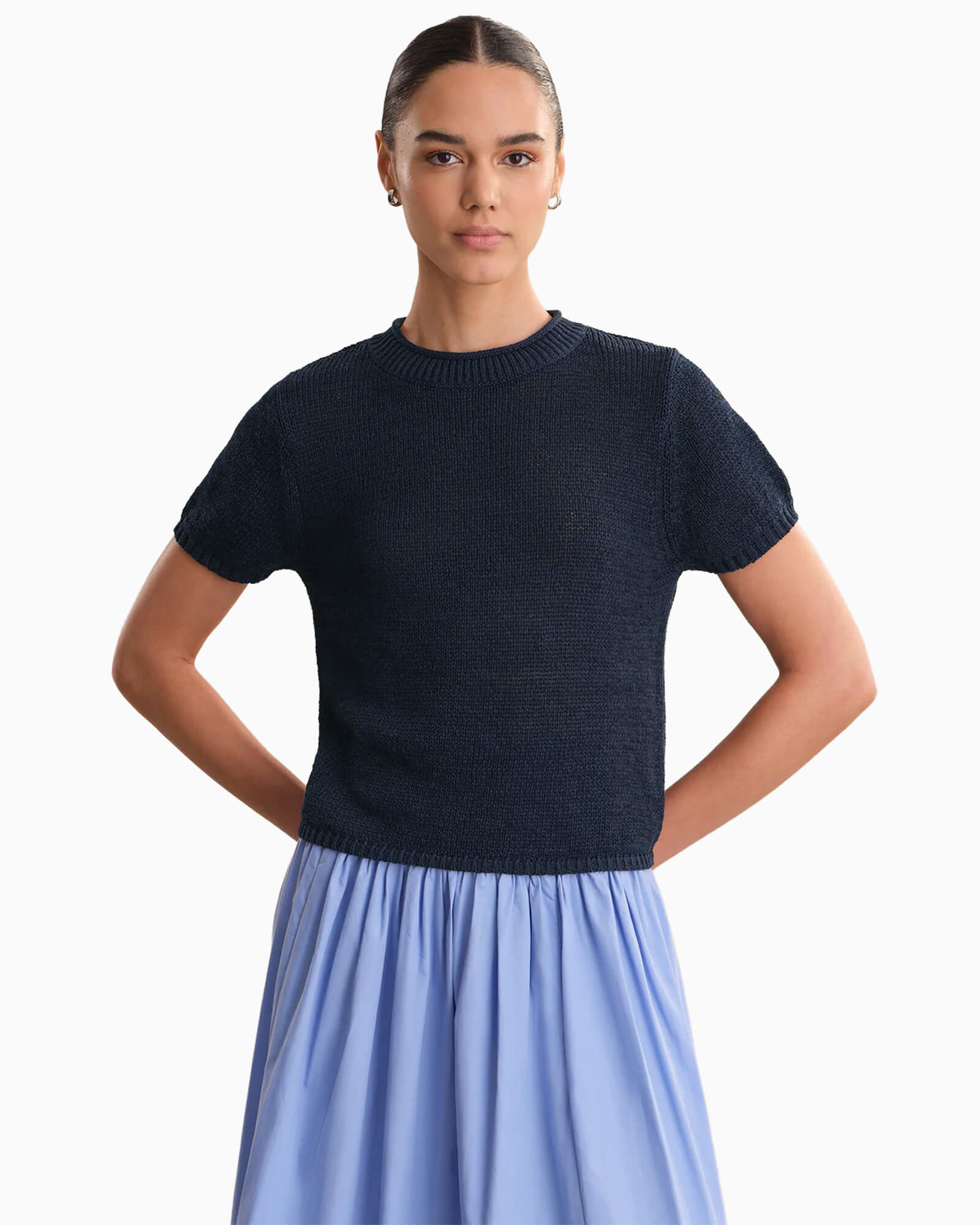 Terri Roll Edge Sweater Dark Blue