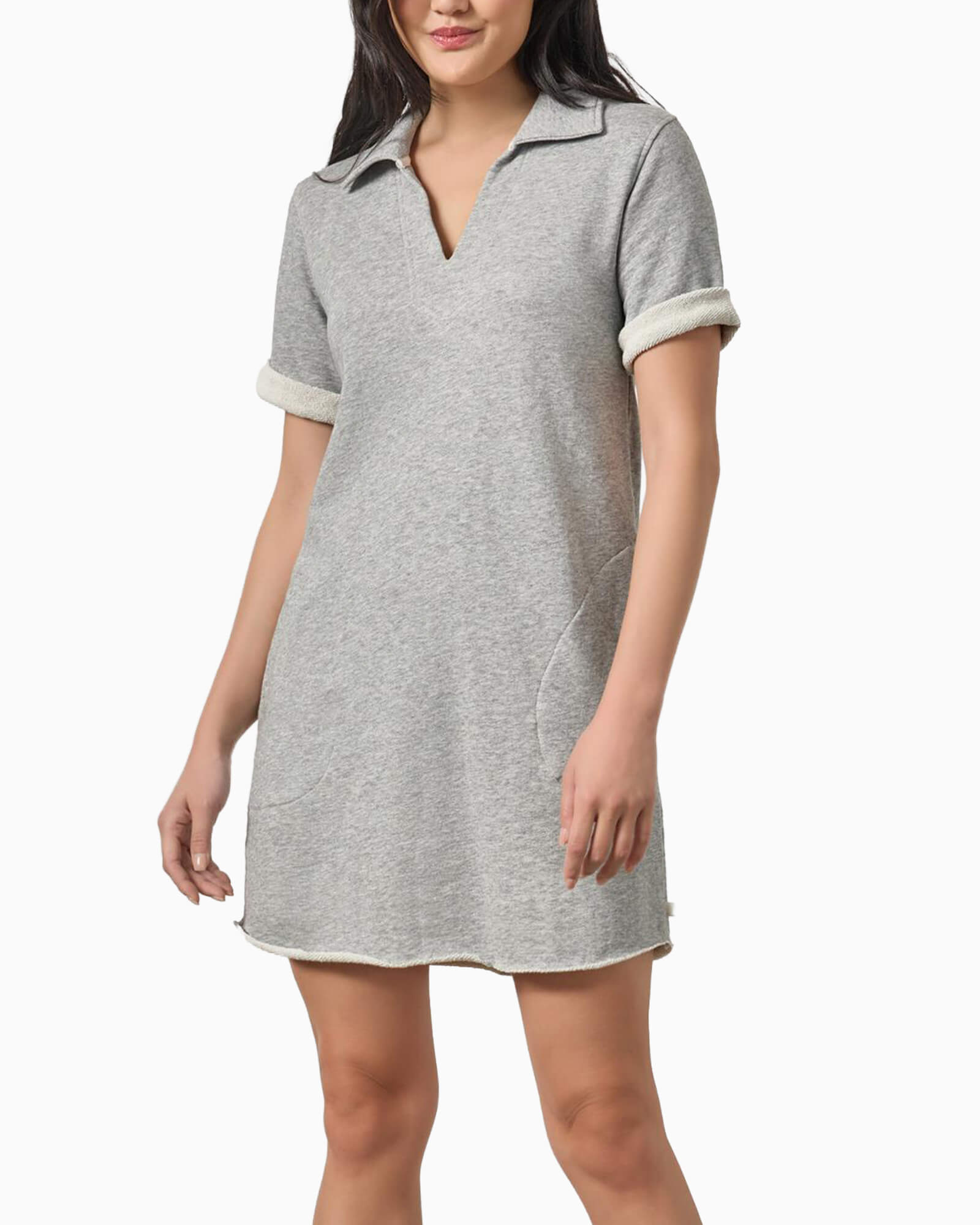Raw Hem Terry Dress Heather Grey