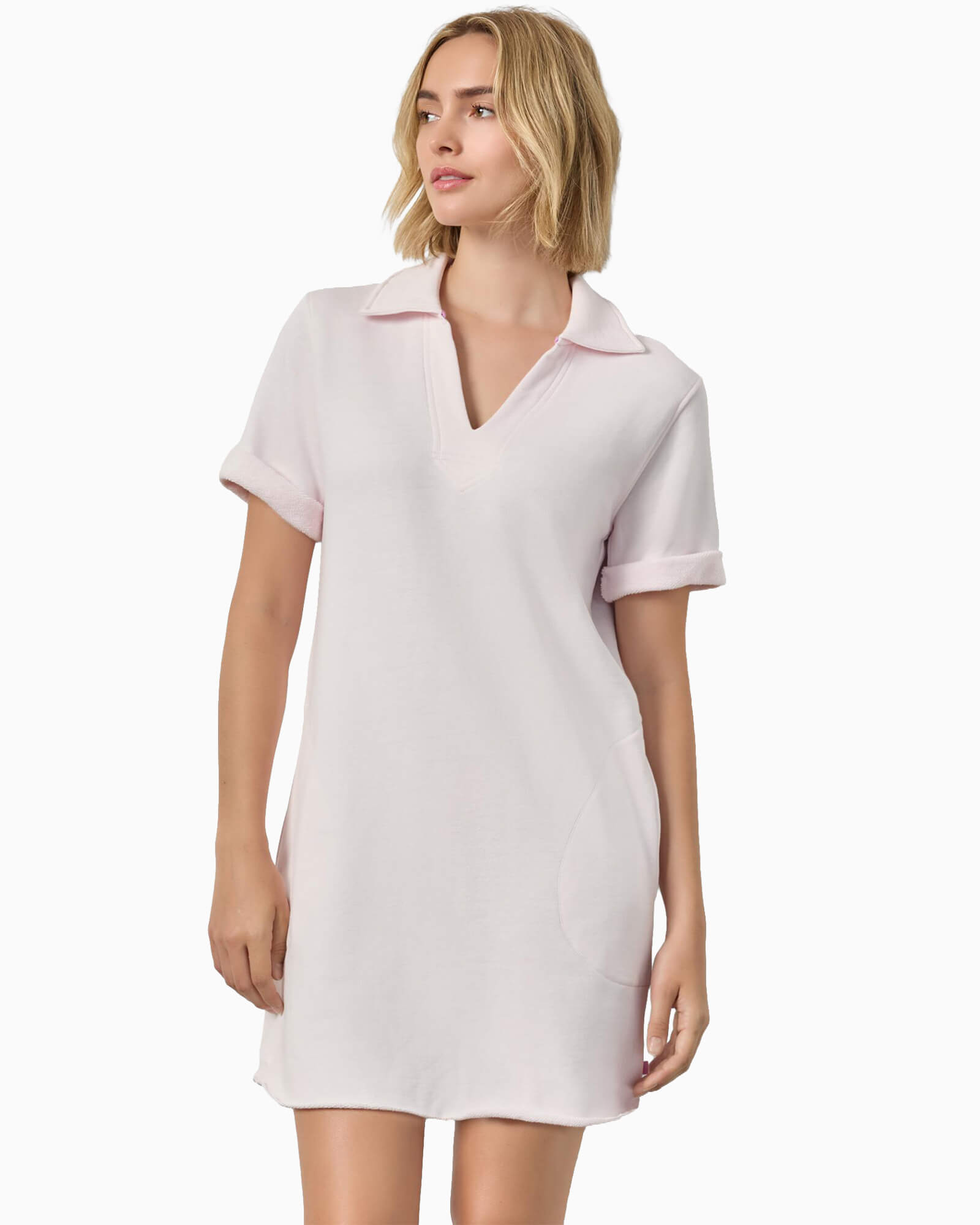 Raw Hem Terry Dress Rosewater