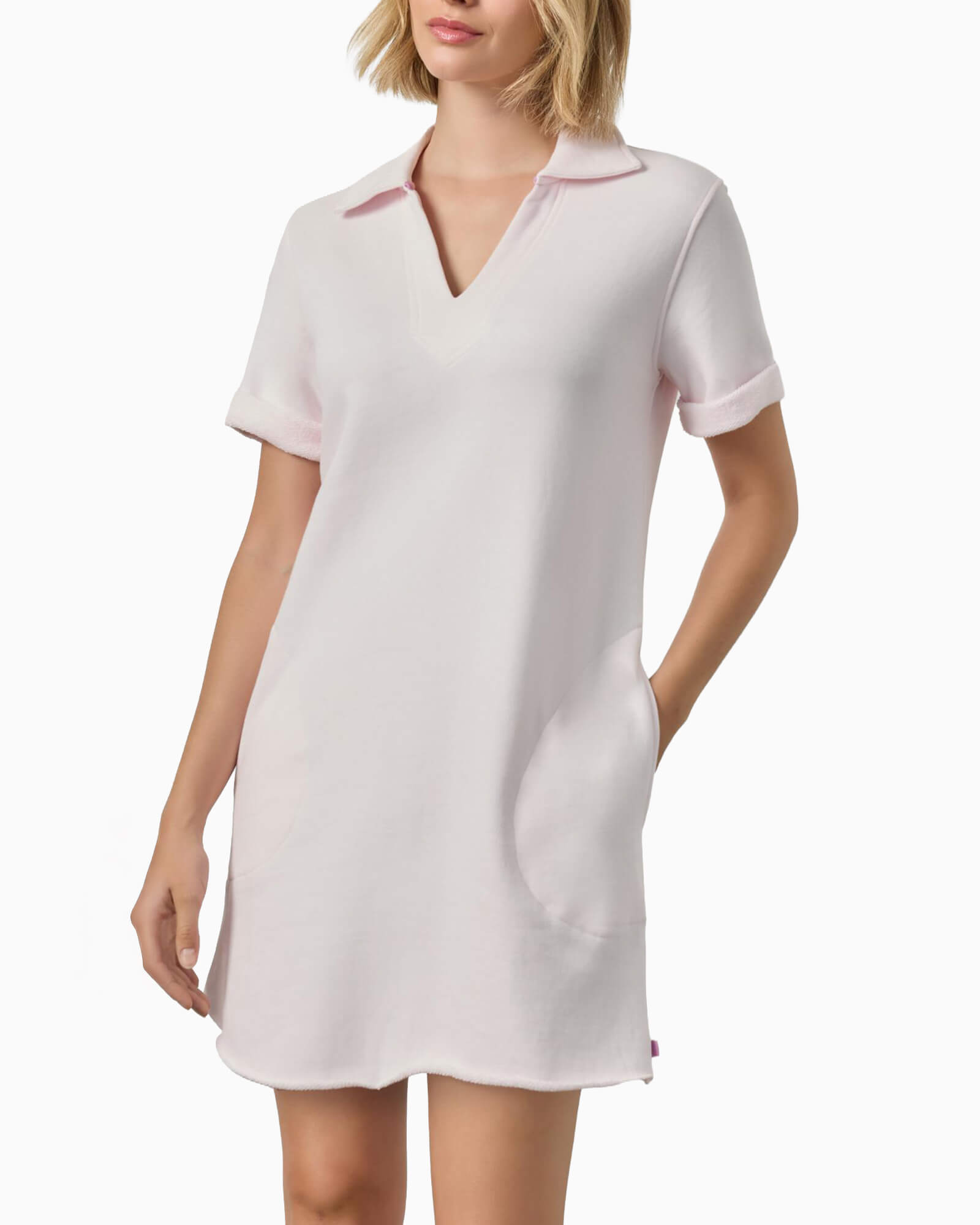 Raw Hem Terry Dress Rosewater