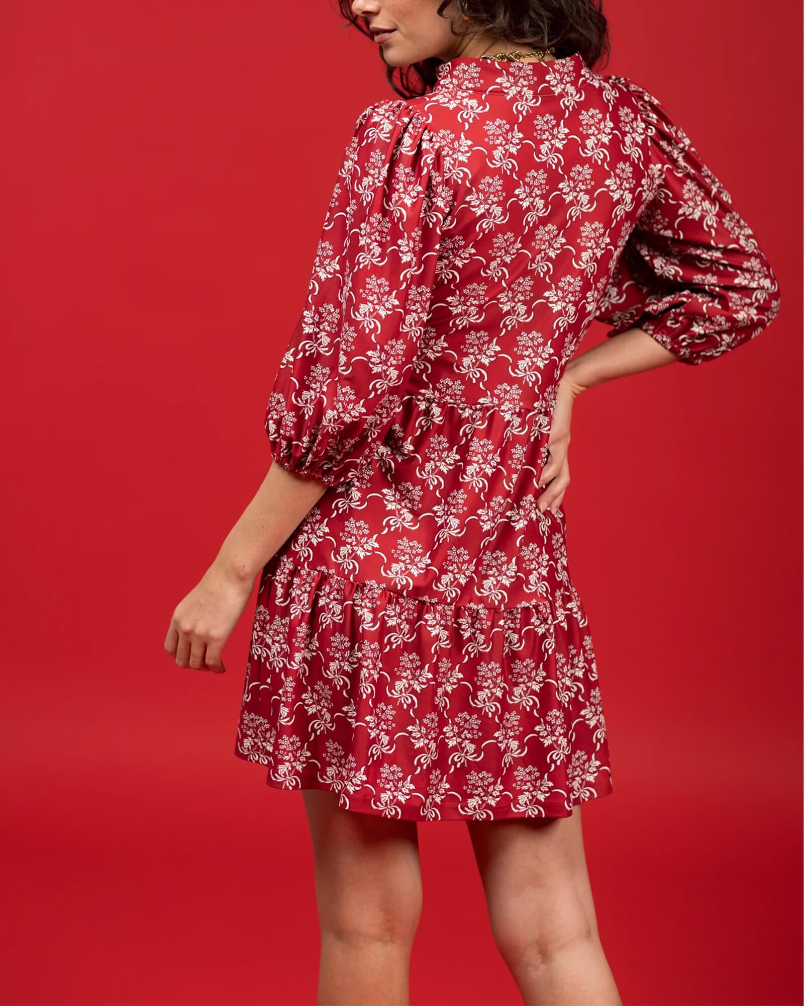 The Tory Dress Ribbon Bouquet Red