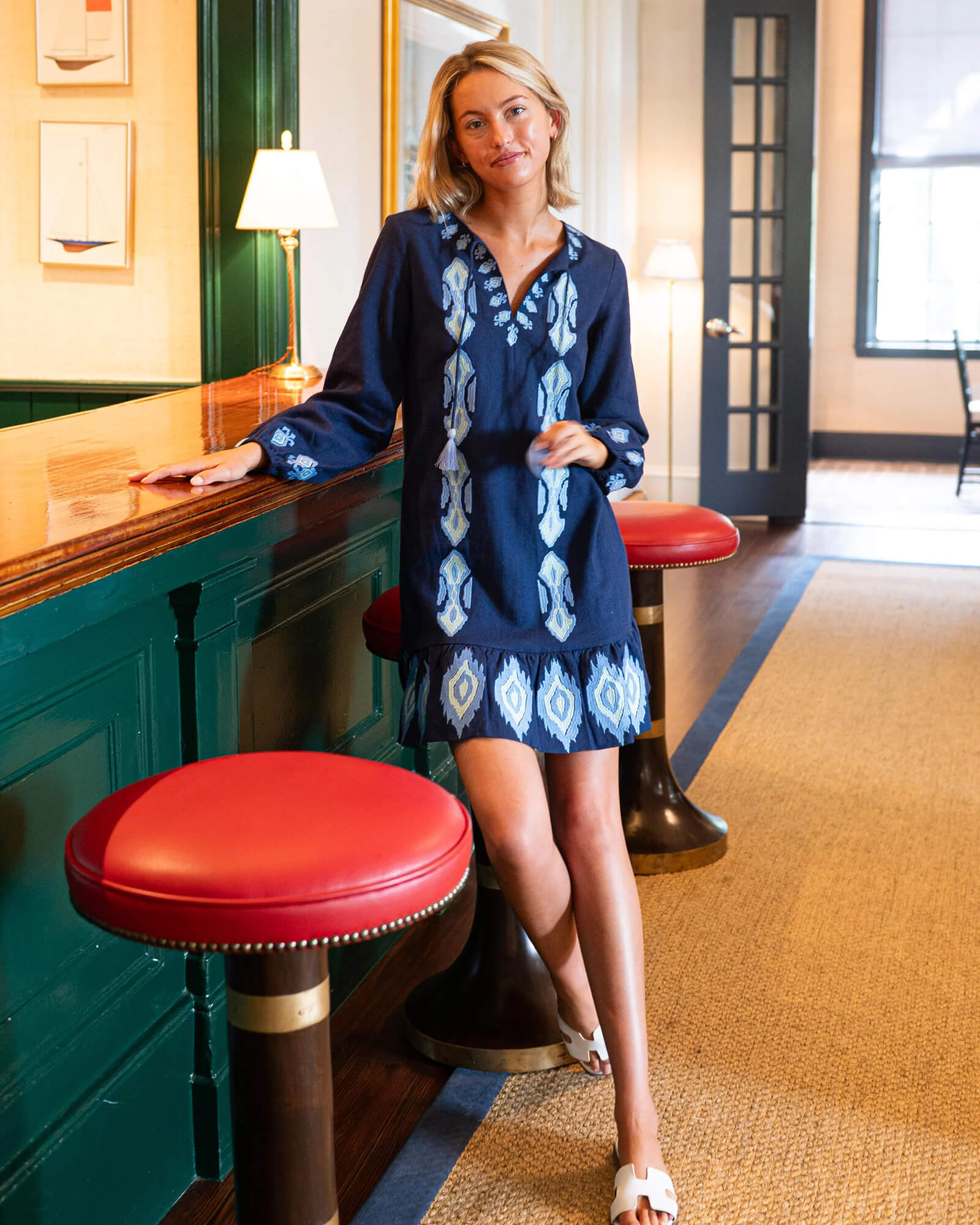 Navy Ruffle Hem Dress