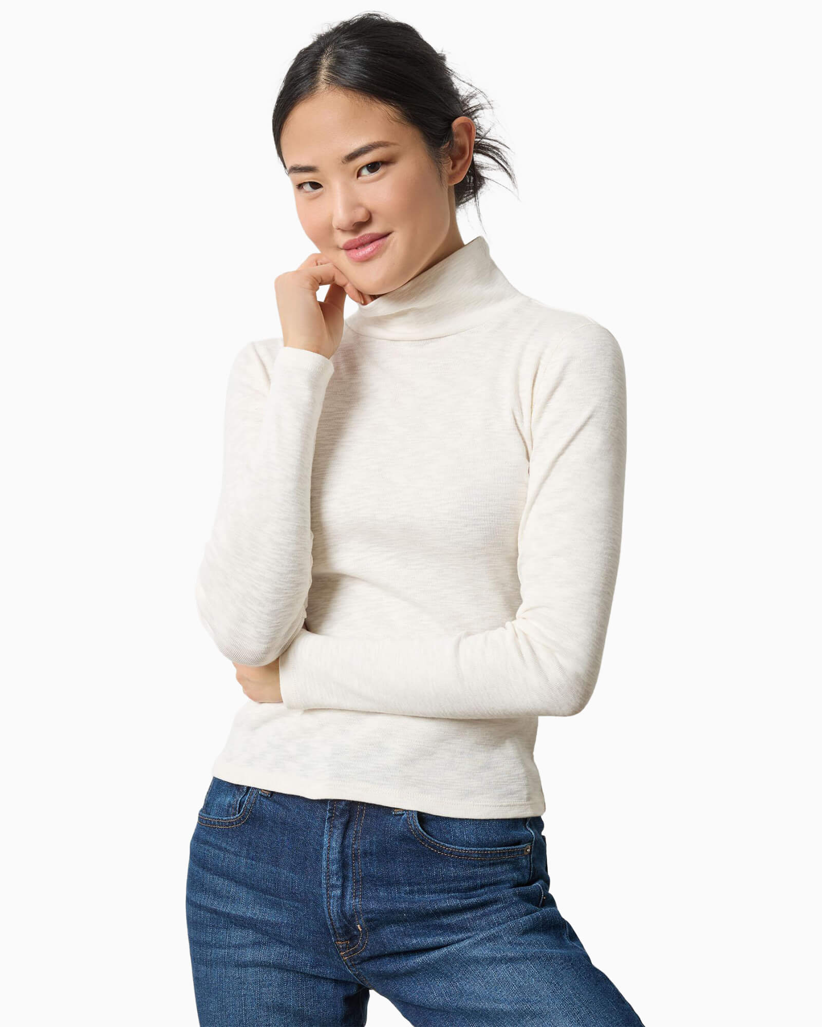 Rib Slub Turtleneck Talc