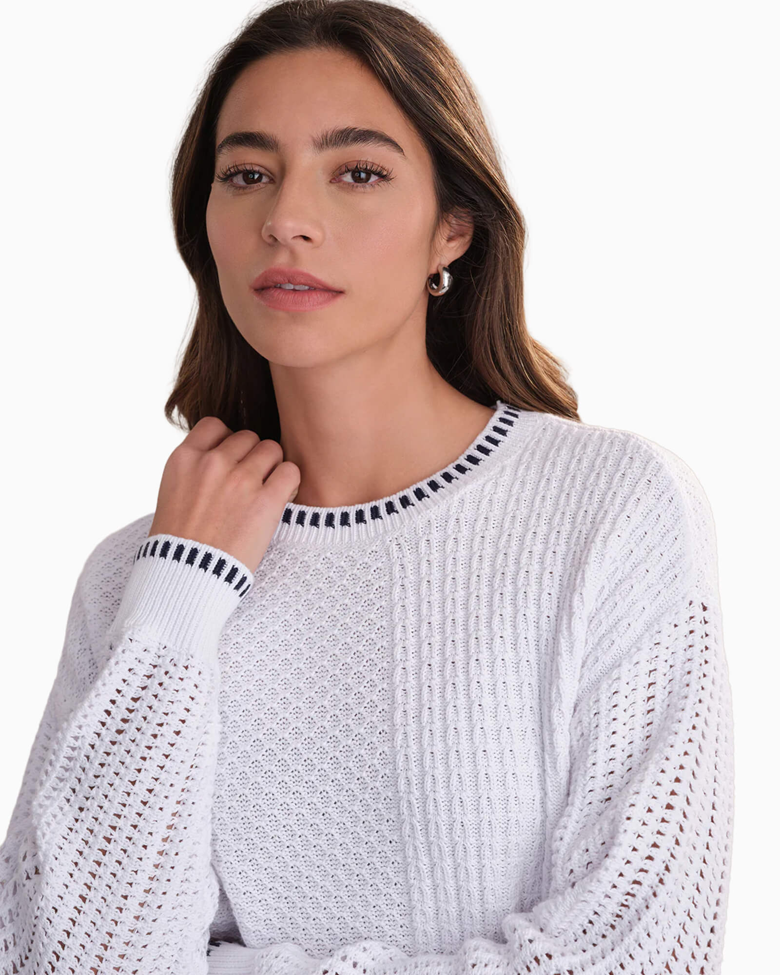 Uma Contrast Tipping Crewneck Sweater