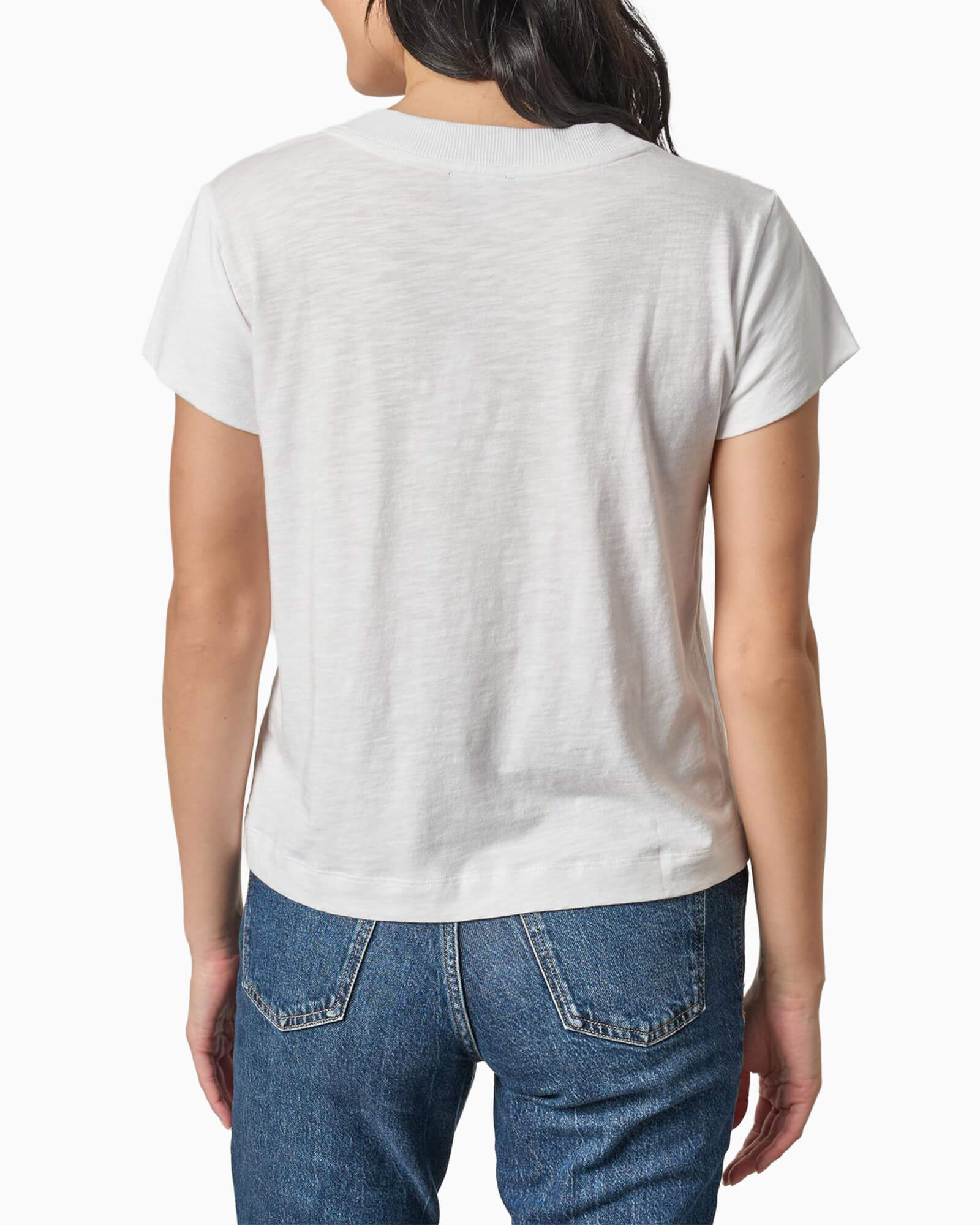 Relaxed Short Sleeve V-Neck Tee White