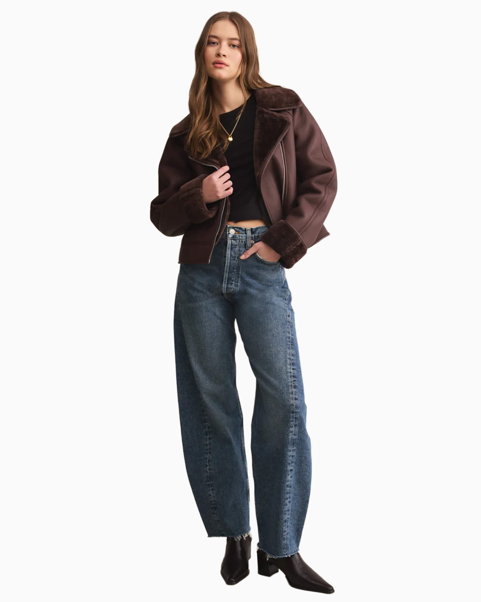 Locklin Vegan Leather Sherpa Jacket