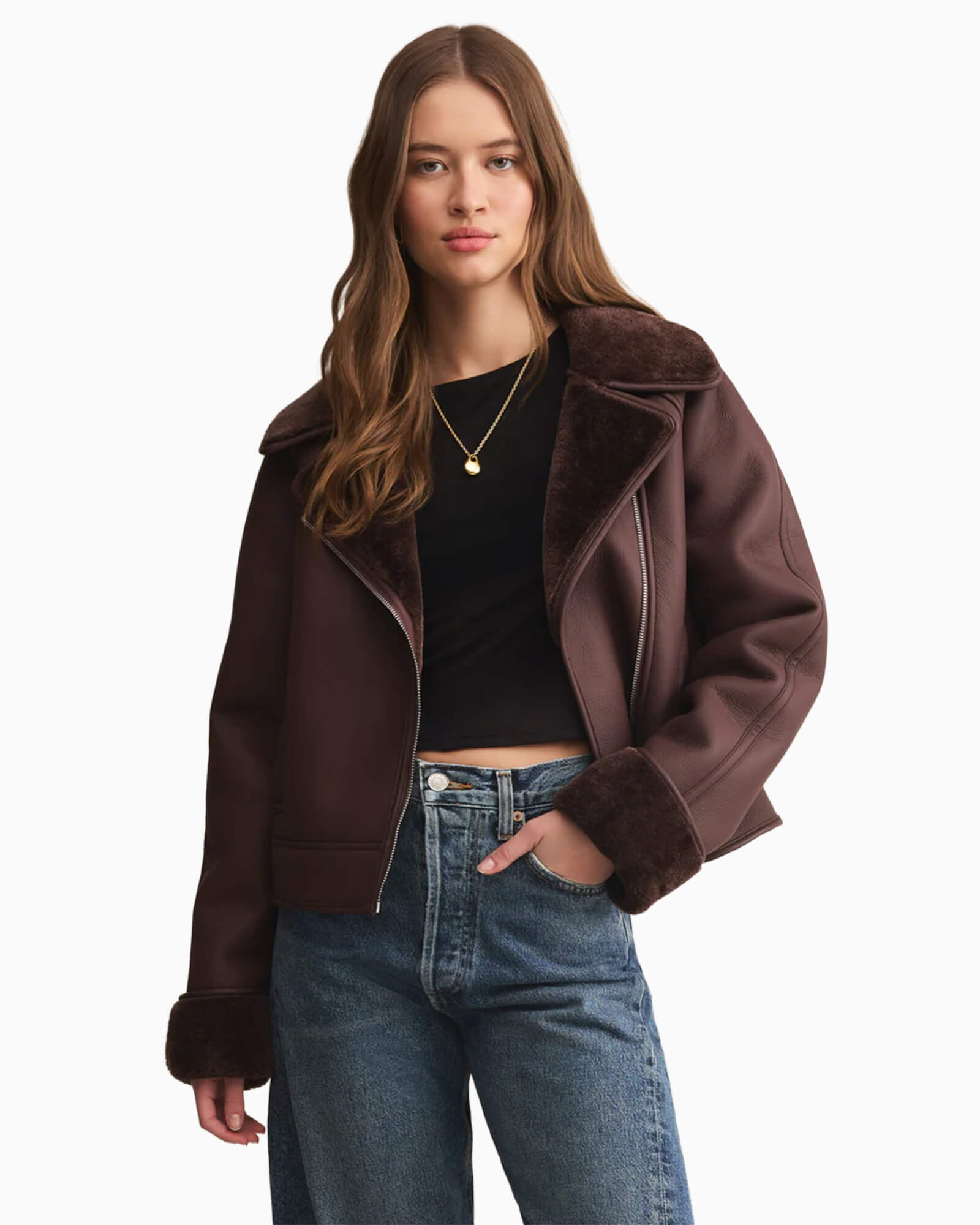 Locklin Vegan Leather Sherpa Jacket