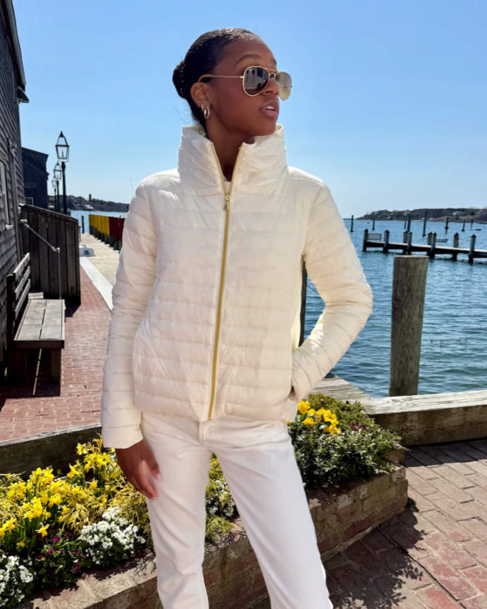 Wynn Jacket White - Purple Poppy