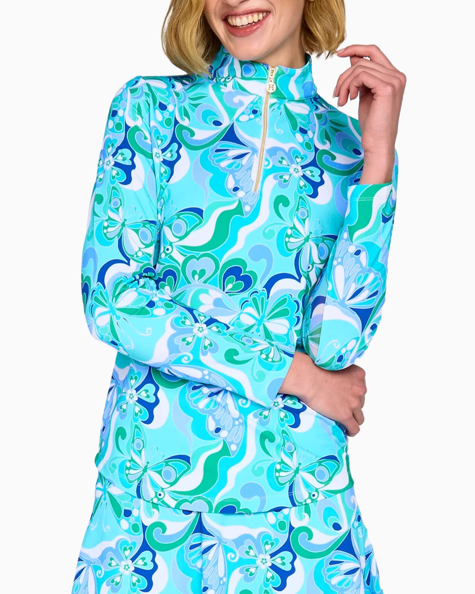 Women's Long Sleeve Performance Top Blue Papillon